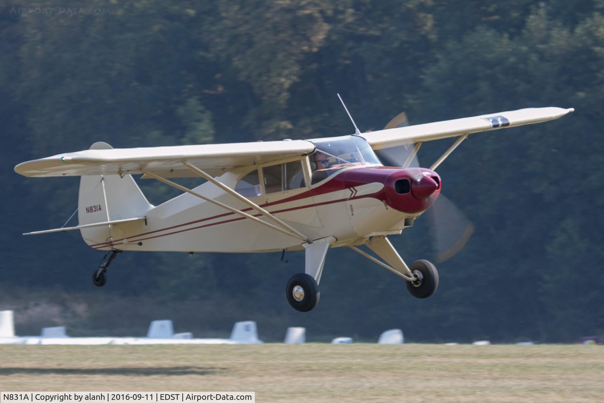 N831A, 1951 Piper PA-22-150 Tri-Pacer C/N 22-132, Departing the 2016 Hahnweide Oldtimer Fliegertreffen. Now normally resident at Pirmasens (EDRP).