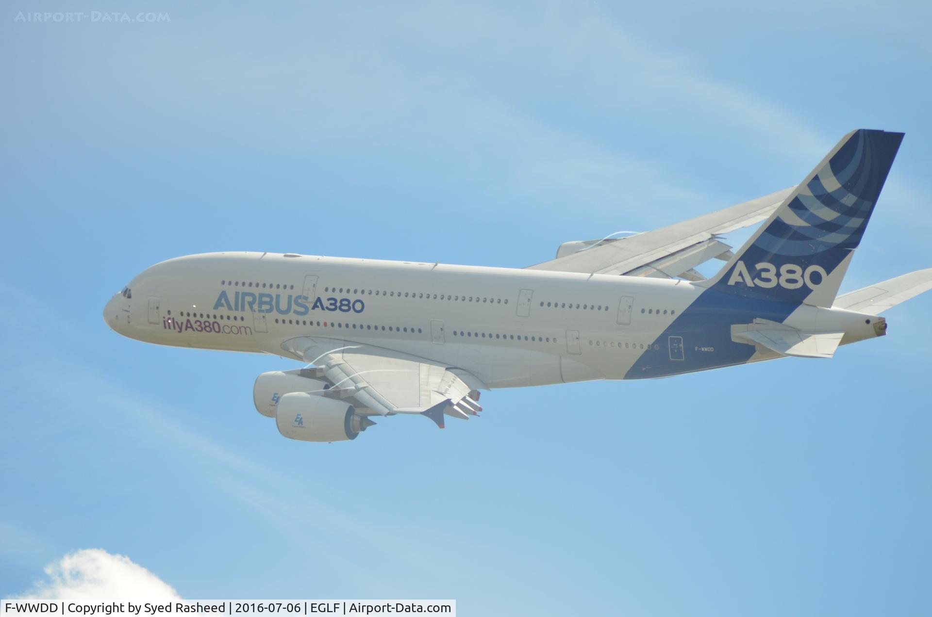 F-WWDD, 2005 Airbus A380-861 C/N 004, F-WWDD flyby @ EGLF Air Show