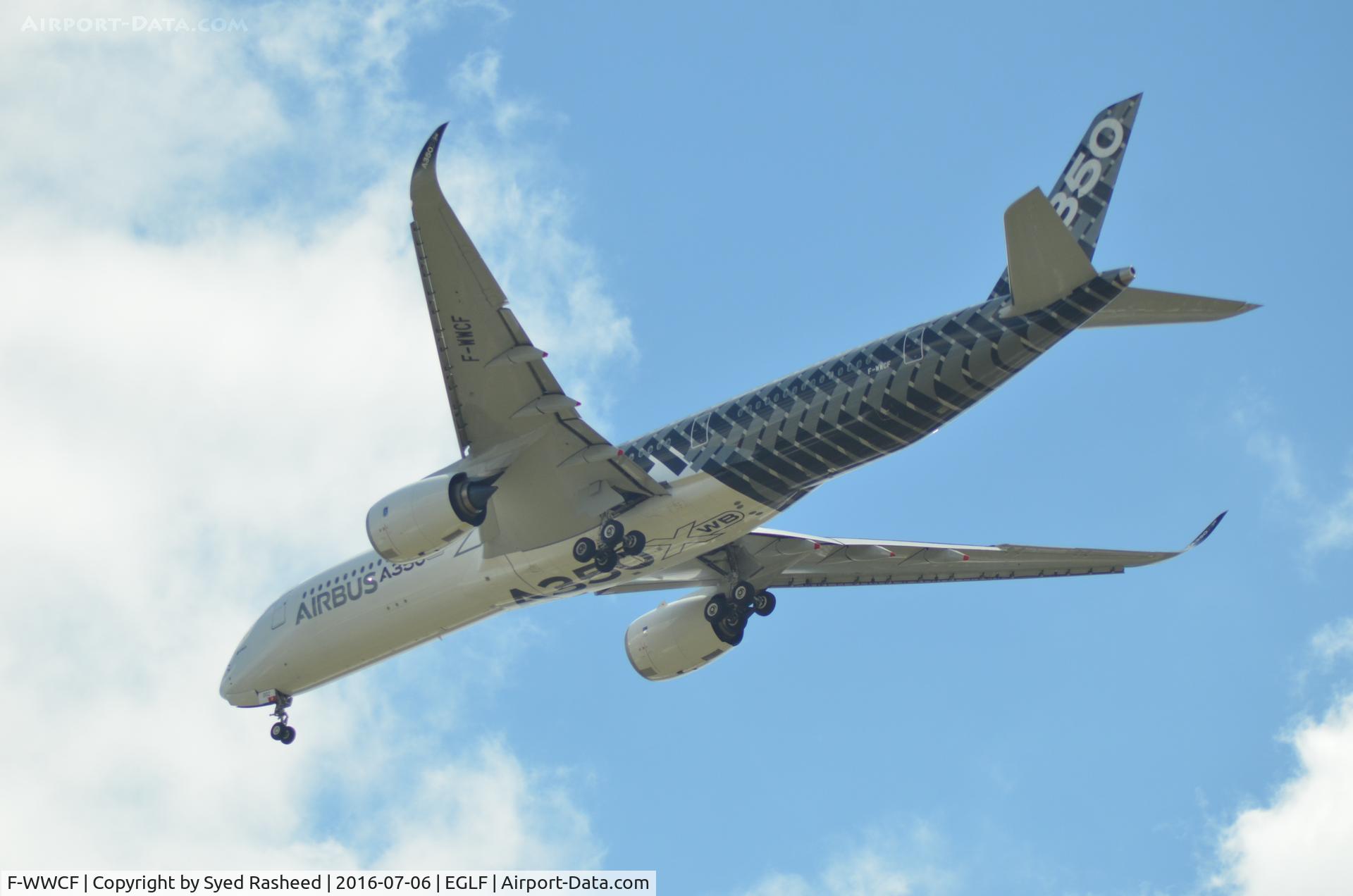 F-WWCF, 2013 Airbus A350-941 C/N 002, F-WWCF flyby over TAG hangar 1 during EGLF validation days