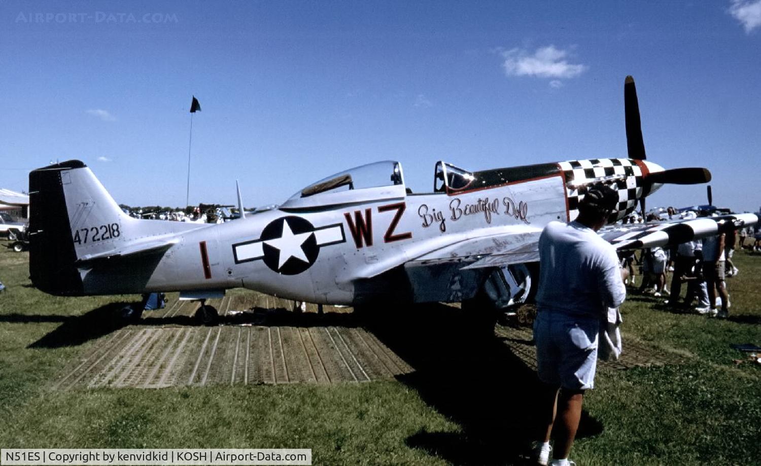 N51ES, 1944 North American P-51D Mustang C/N 122-31360, At Air Adventure 1993 Oshkosh.