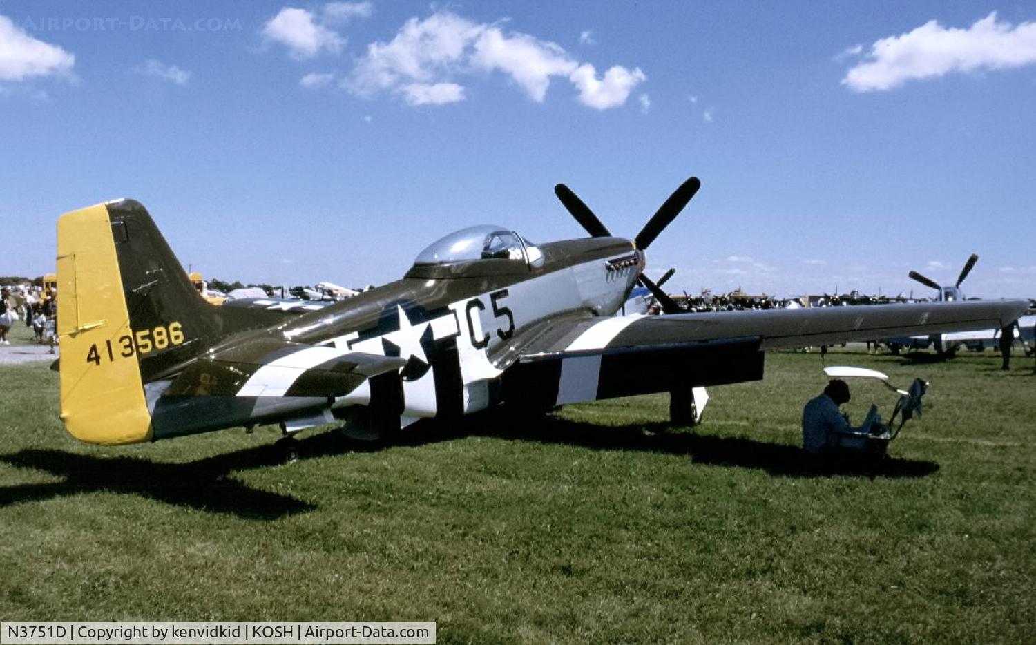 N3751D, 1944 North American P-51D Mustang C/N 122-39665, At Air Adventure 1993 Oshkosh.
