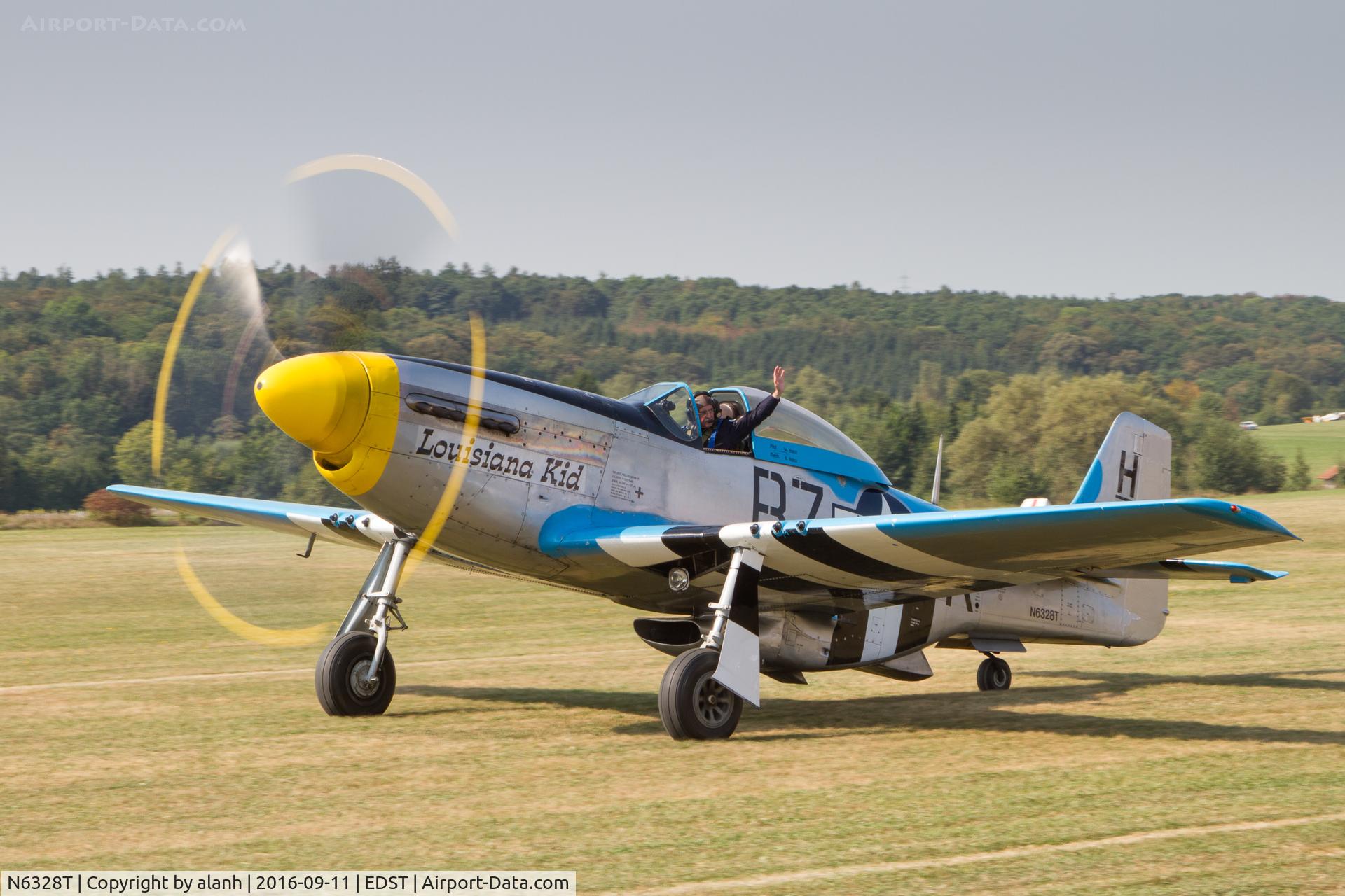 N6328T, 1944 North American P-51D Mustang C/N 122-39713 (44-73254), Taxying at the 2016 Hahnweide Oldtimer Fliegertreffen
