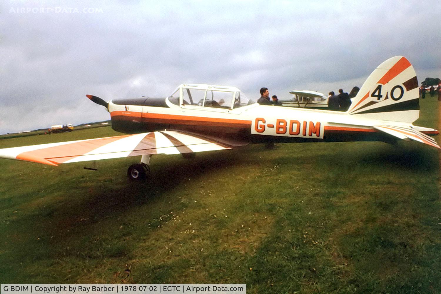 G-BDIM, 1951 De Havilland DHC-1 Chipmunk T.10 C/N C1/0459, De Havilland Canada DHC-1 Chipmunk 22 [C1/0459] Cranfield~G 02/07/1978