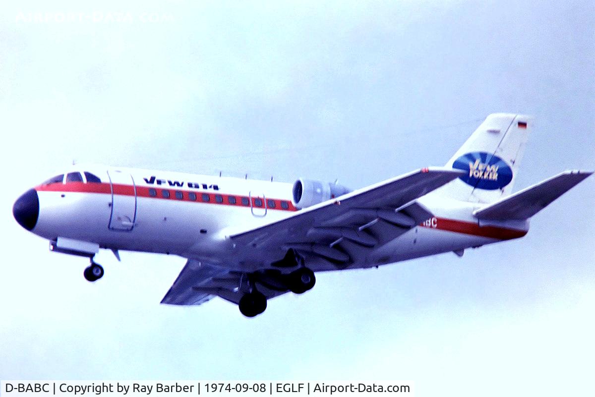D-BABC, 1972 VFW-Fokker VFW-614 C/N G03, VFW-Fokker VFW-614 [MG.03] (VFW-Fokker) Farnborough~G 08/09/1974. From a slide.