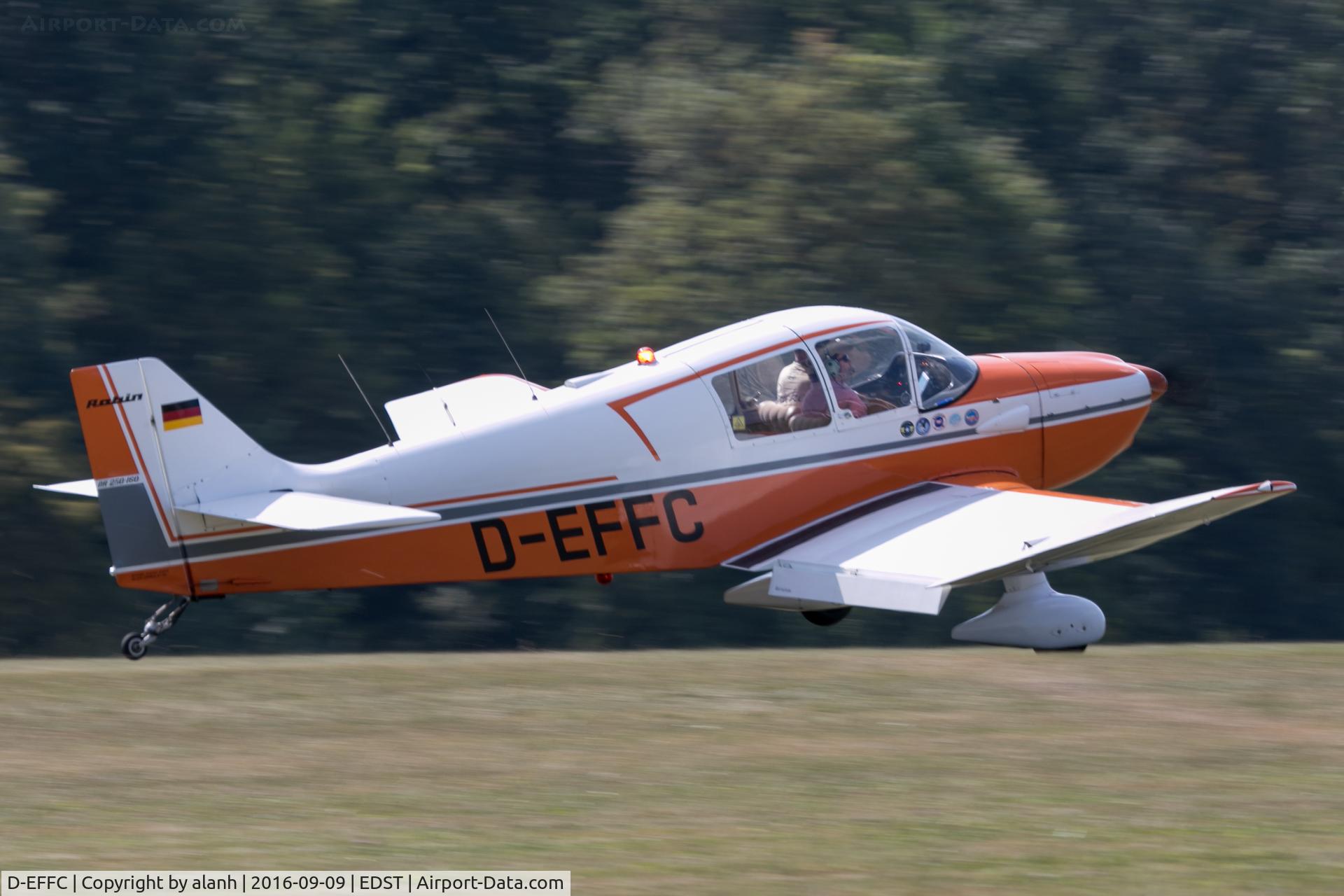 D-EFFC, 1966 Jodel Dr 250-160 Capitaine C/N 49, Arriving at the 2016 Hahnweide Oldtimer Fliegertreffen. The cross-runway slope often adds interest to landing shots.
