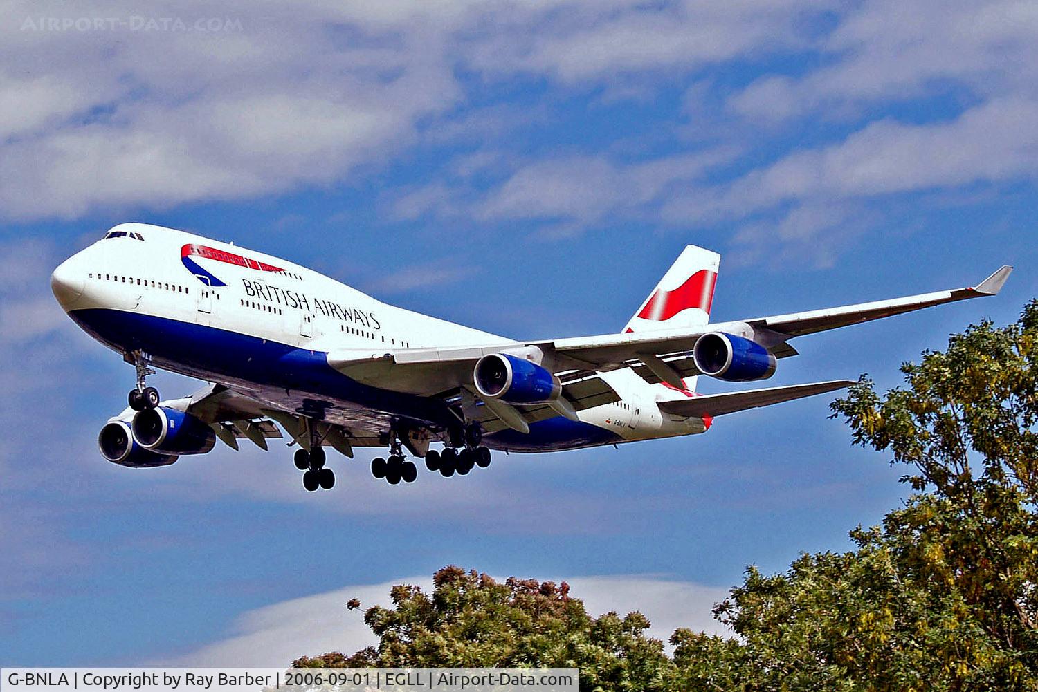 G-BNLA, 1989 Boeing 747-436 C/N 23908, Boeing 747-436 [23908] (British Airways) Heathrow~G 01/09/2006. On approach 27L.