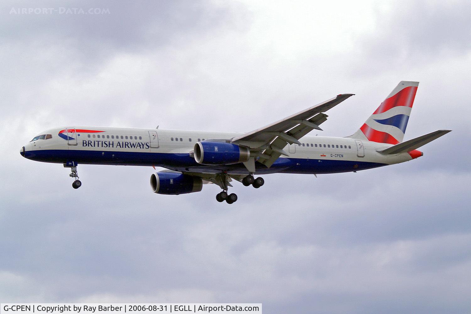 G-CPEN, 1997 Boeing 757-236 C/N 28666, Boeing 757-236 [28666] (British Airways) Heathrow~G 31/08/2006. On finals 27L.