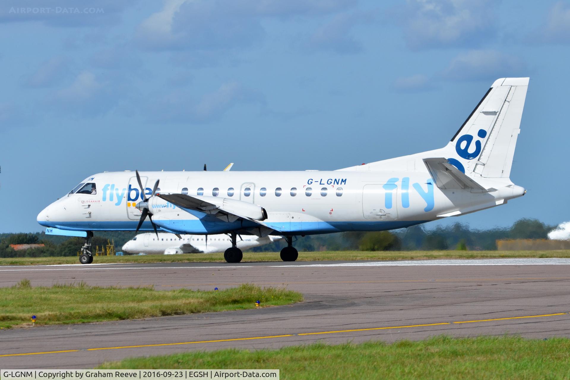 G-LGNM, 1990 Saab SF340B C/N 340B-187, About to depart from Norwich.