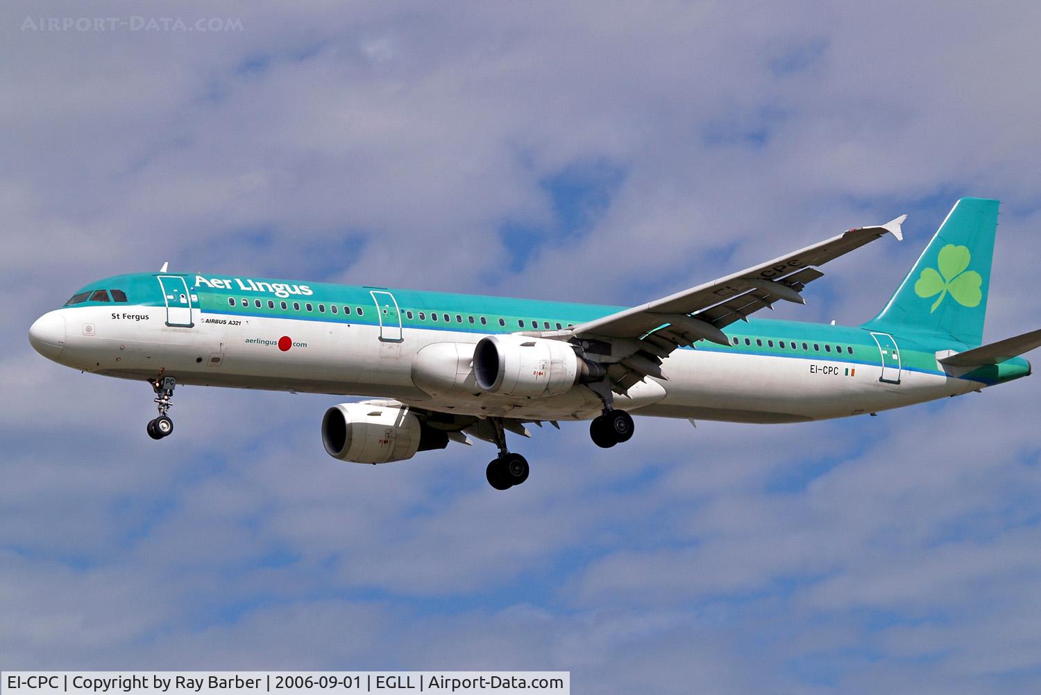 EI-CPC, 1998 Airbus A321-211 C/N 0815, Airbus A321-211 [0815] (Aer Lingus) Heathrow~G 01/09/2006. On finals 27L