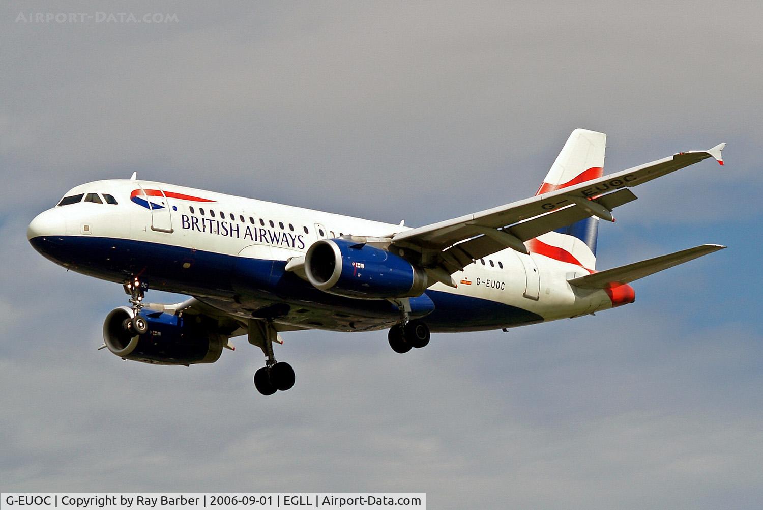 G-EUOC, 2001 Airbus A319-131 C/N 1537, Airbus A319-131 [1537] (British Airways) Heathrow~G 01/09/2006. On finals 27L.