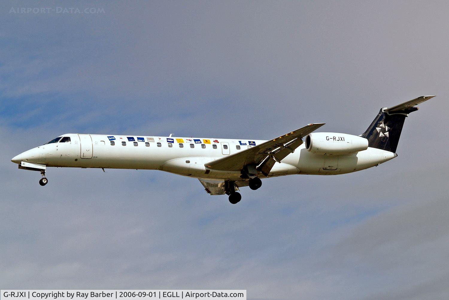 G-RJXI, 2001 Embraer EMB-145EP (ERJ-145EP) C/N 145454, G-RJXI   Embraer ERJ-145EP [145454] (British Midland Regional) Heathrow~G 01/09/2006. On finals 27L.