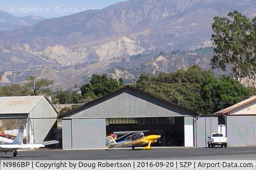 N986BP, 2013 Vans RV-4 C/N 4107, 2013 Stewart Van's RV-4 'Banana Puddin', Lycoming O-320-D1A 160 Hp, at its hangar