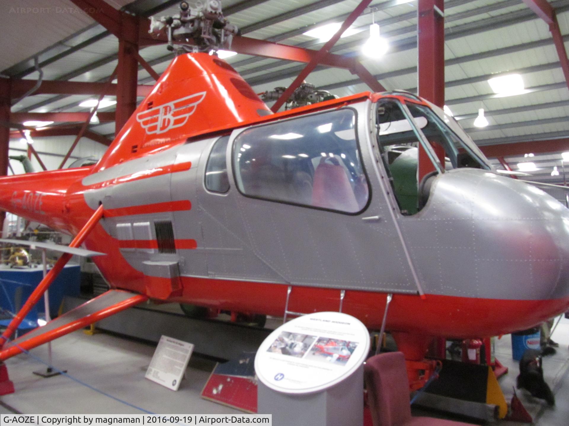 G-AOZE, 1957 Westland S.51 Widgeon Series 2 C/N WA/H/141, in cramped museum