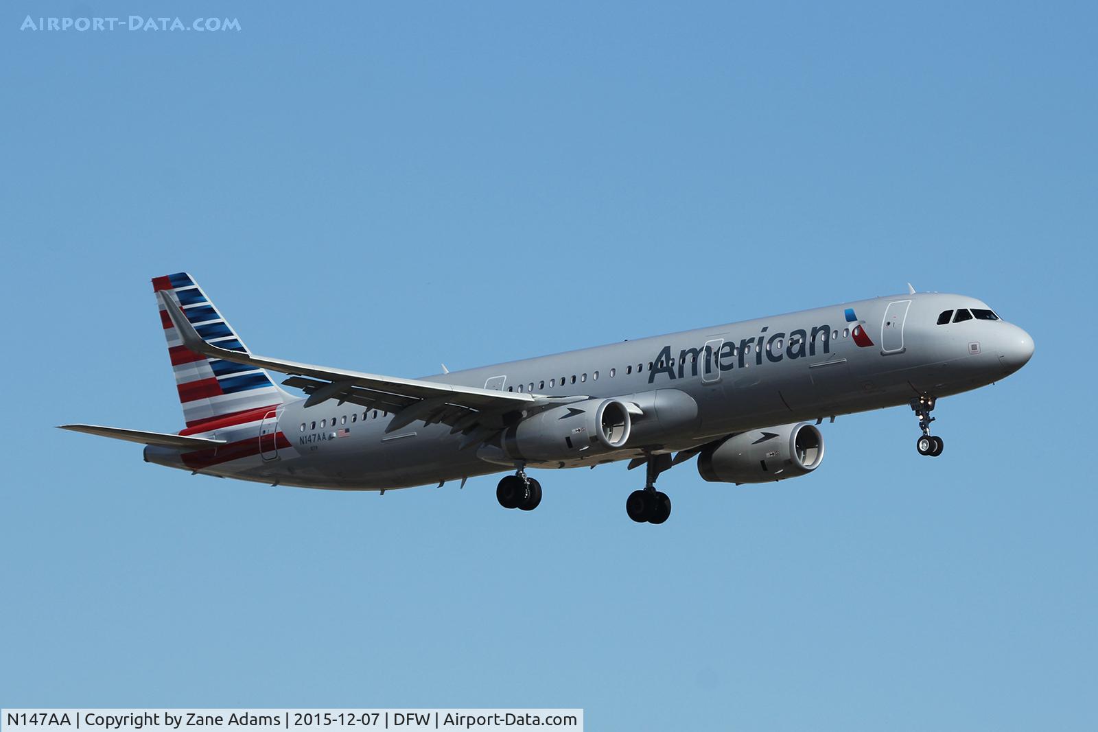 N147AA, 2015 Airbus A321-231 C/N 6802, American Airlines arriving at DFW Airport