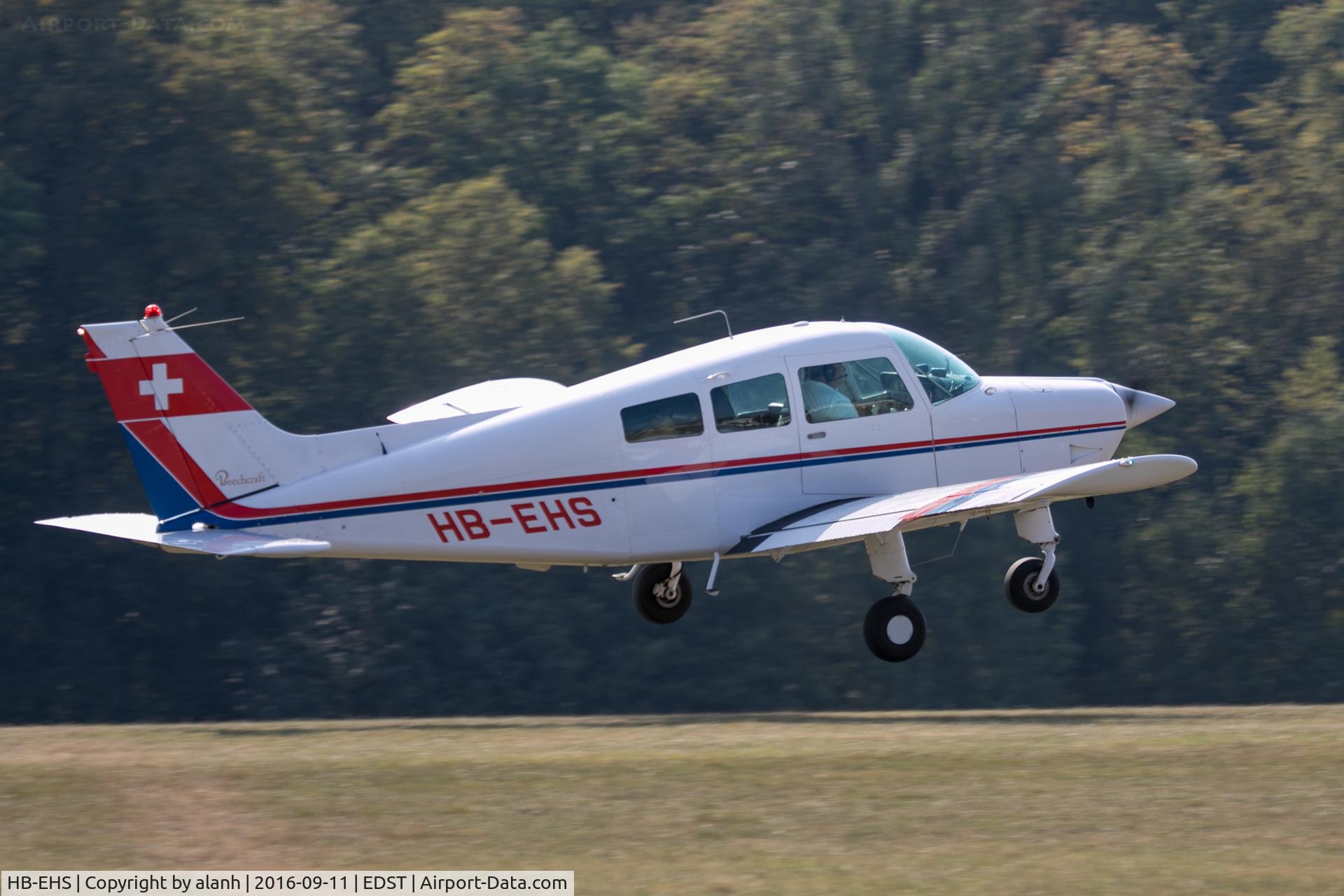 HB-EHS, 1973 Beech C23 Sundowner 180 Sundowner 180 C/N M-1451, Departing the 2016 Hahnweide Oldtimer Fliegertreffen