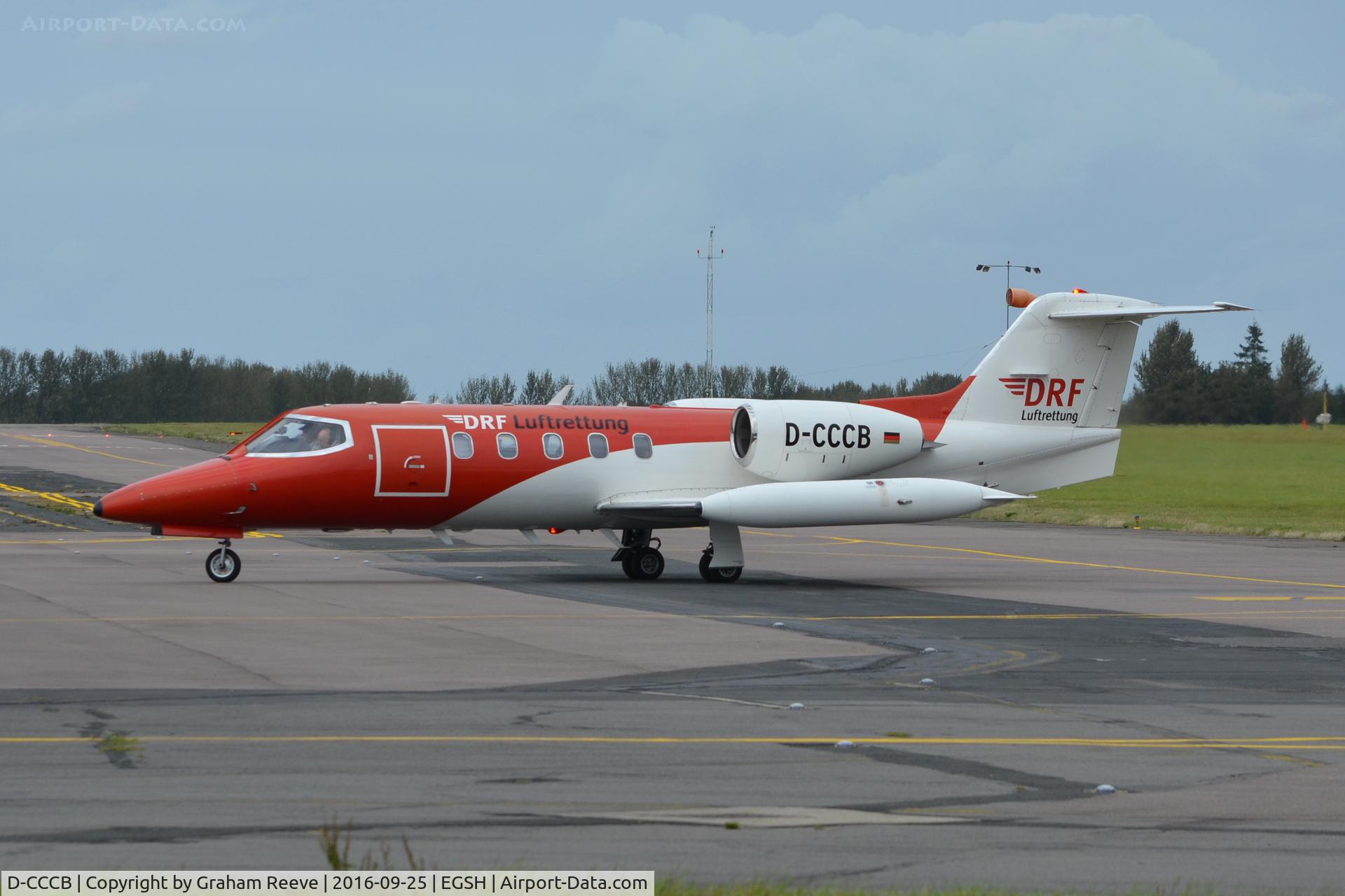 D-CCCB, 1990 Learjet 35A C/N 35A-663, Just landed at Norwich.