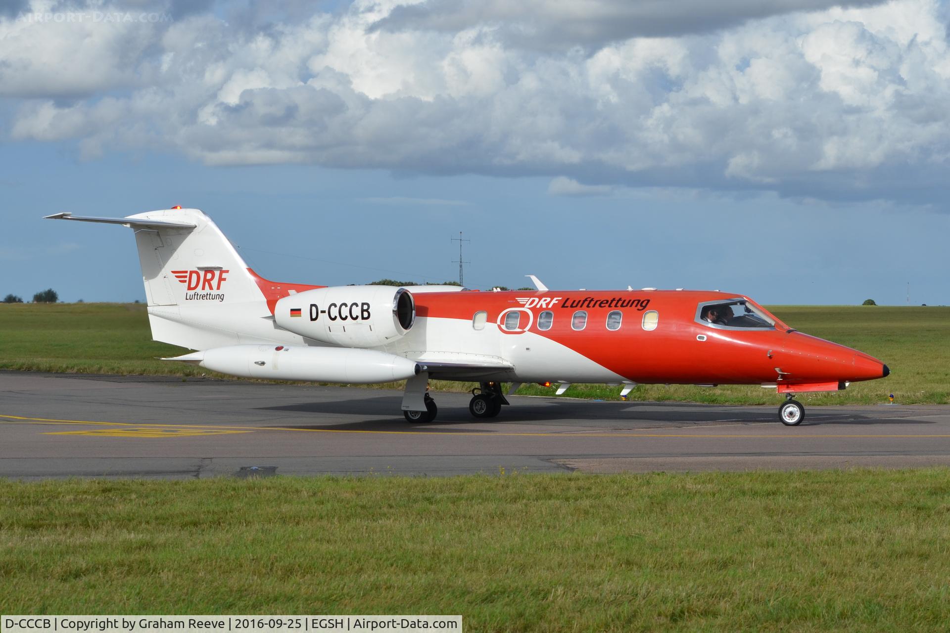 D-CCCB, 1990 Learjet 35A C/N 35A-663, Departing from Norwich.