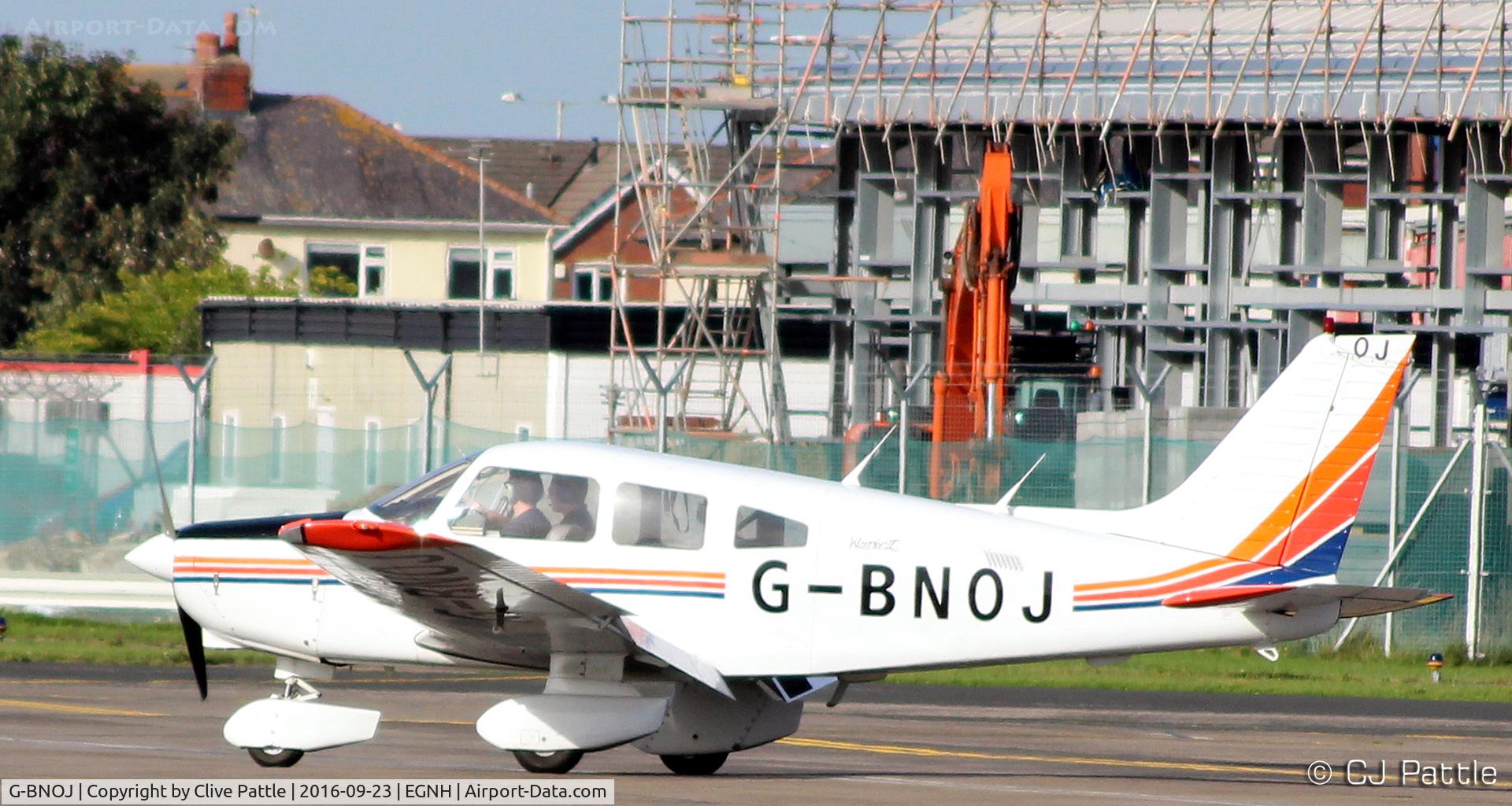 G-BNOJ, 1987 Piper PA-28-161 Cherokee Warrior II C/N 2816018, At Blackpool EGNH with the BAe Warton Flying Club