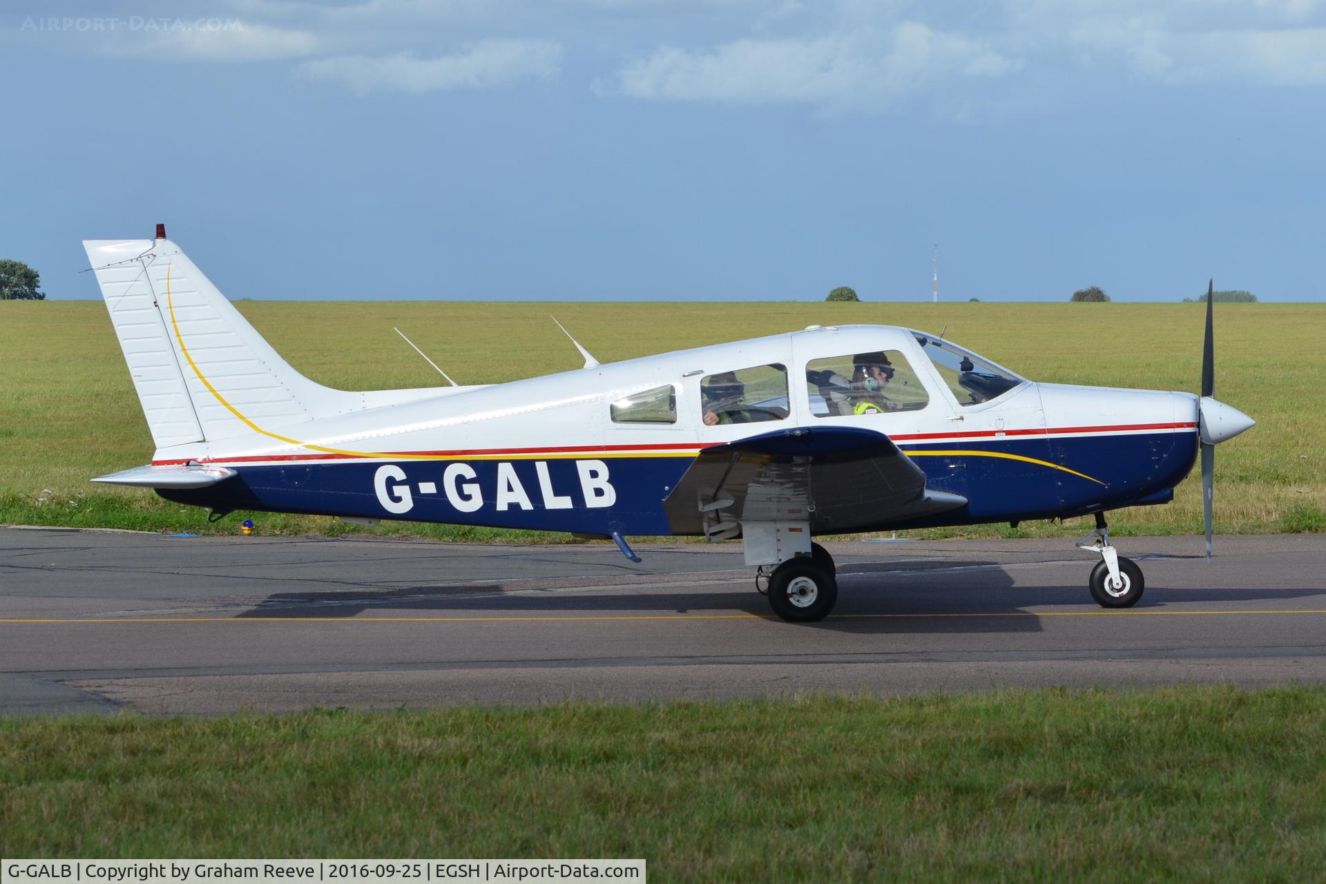 G-GALB, 1986 Piper PA-28-161 Cherokee Warrior II C/N 28-8616021, Departing from Norwich.