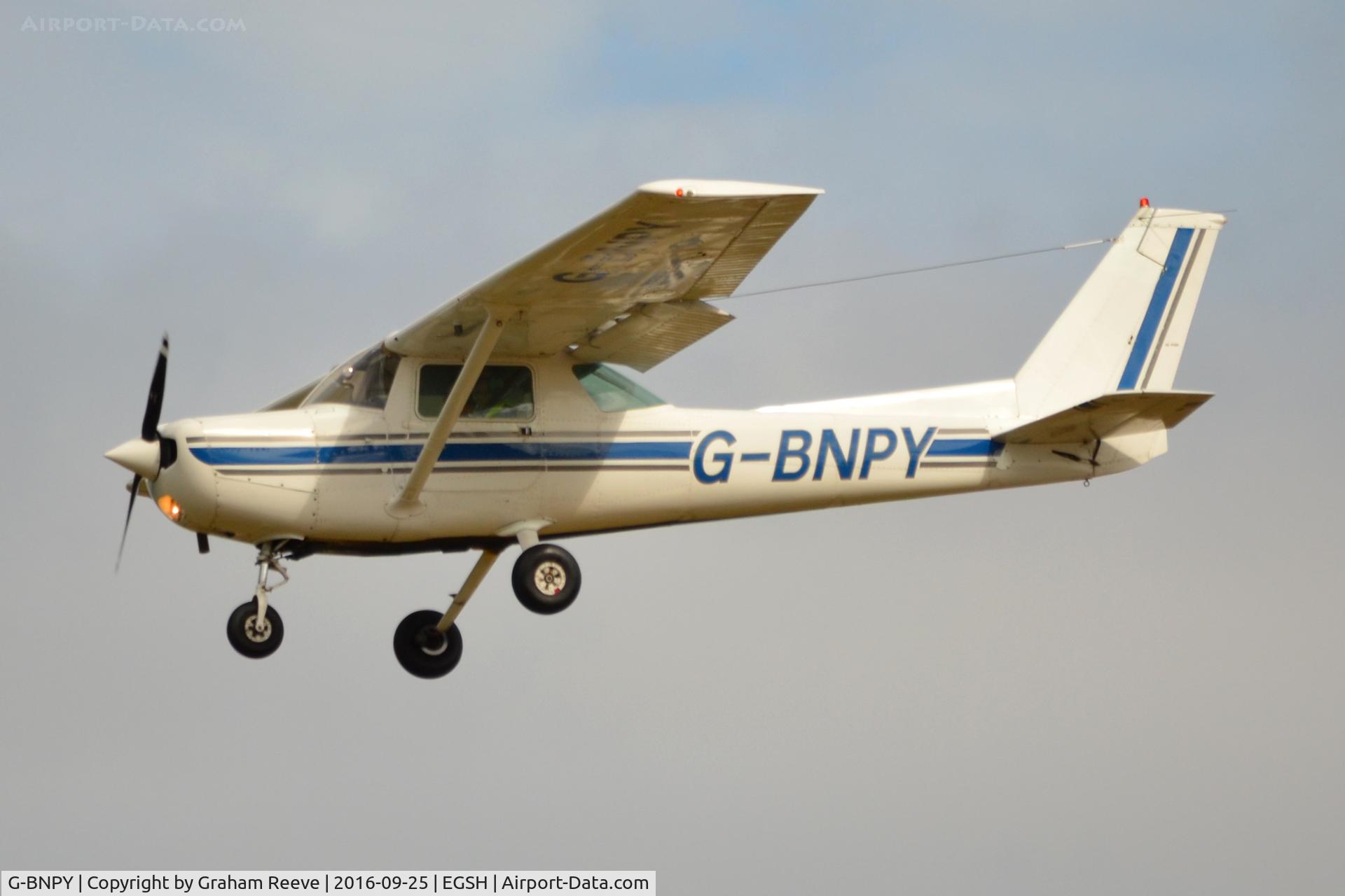 G-BNPY, 1977 Cessna 152 C/N 152-80249, Landing at Norwich.