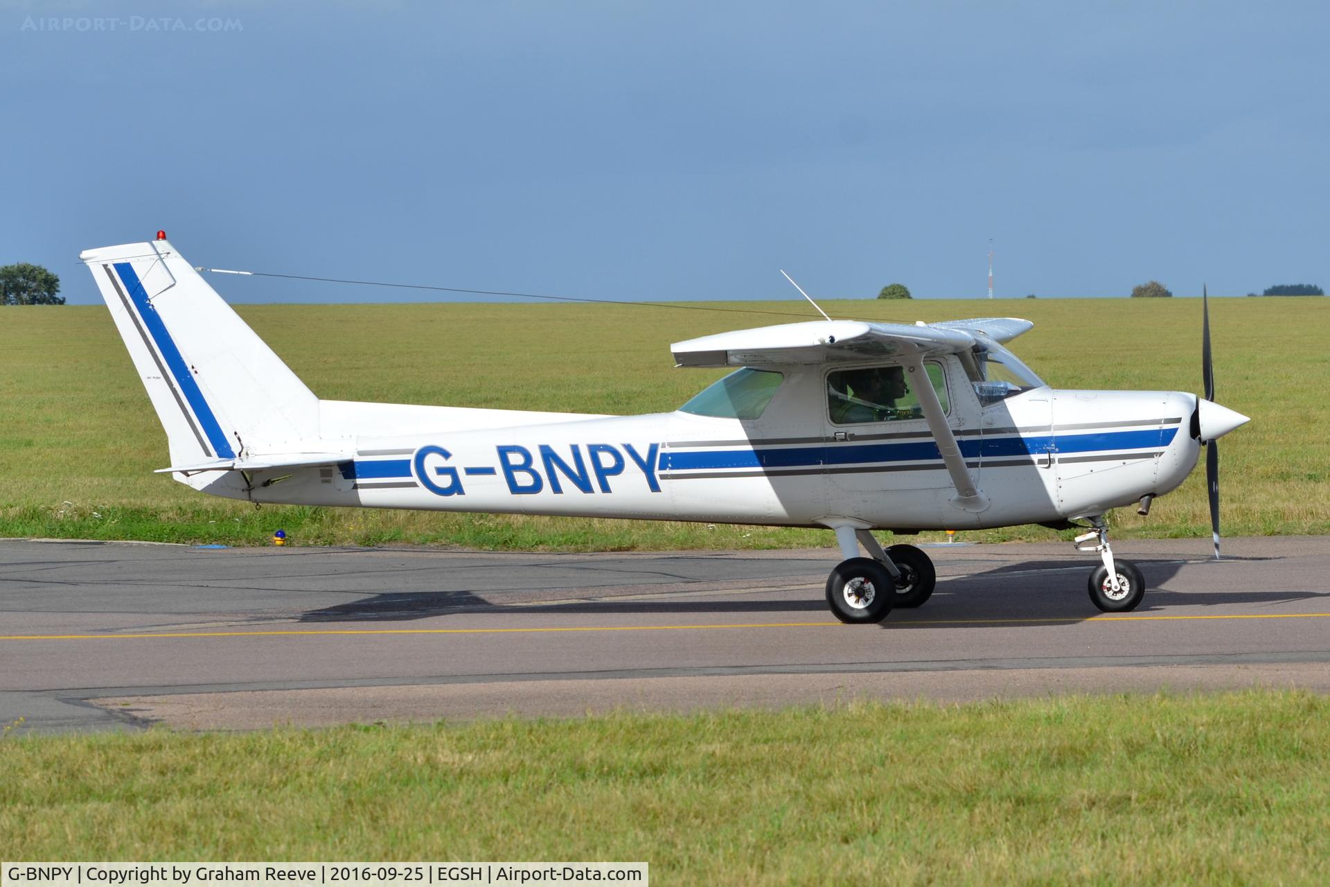 G-BNPY, 1977 Cessna 152 C/N 152-80249, Departing from Norwich.