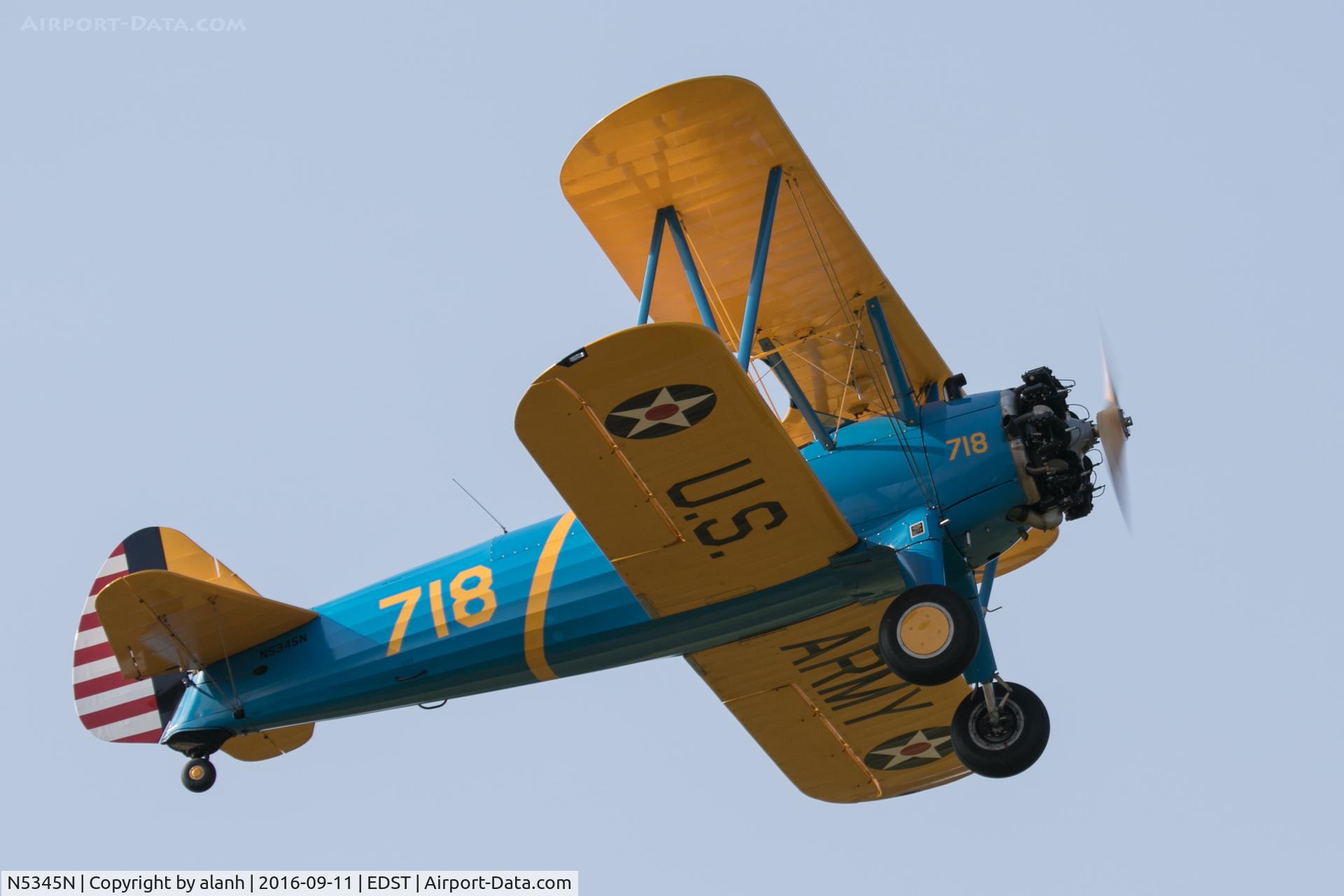 N5345N, 1942 Boeing A75 C/N 75-5718, Departing the 2016 Hahnweide Oldtimer Fliegertreffen