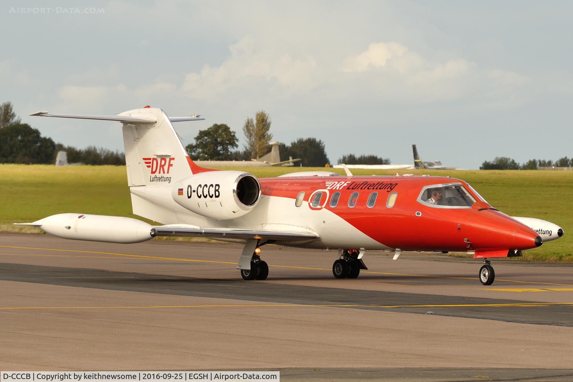 D-CCCB, 1990 Learjet 35A C/N 35A-663, Leaving Norwich.