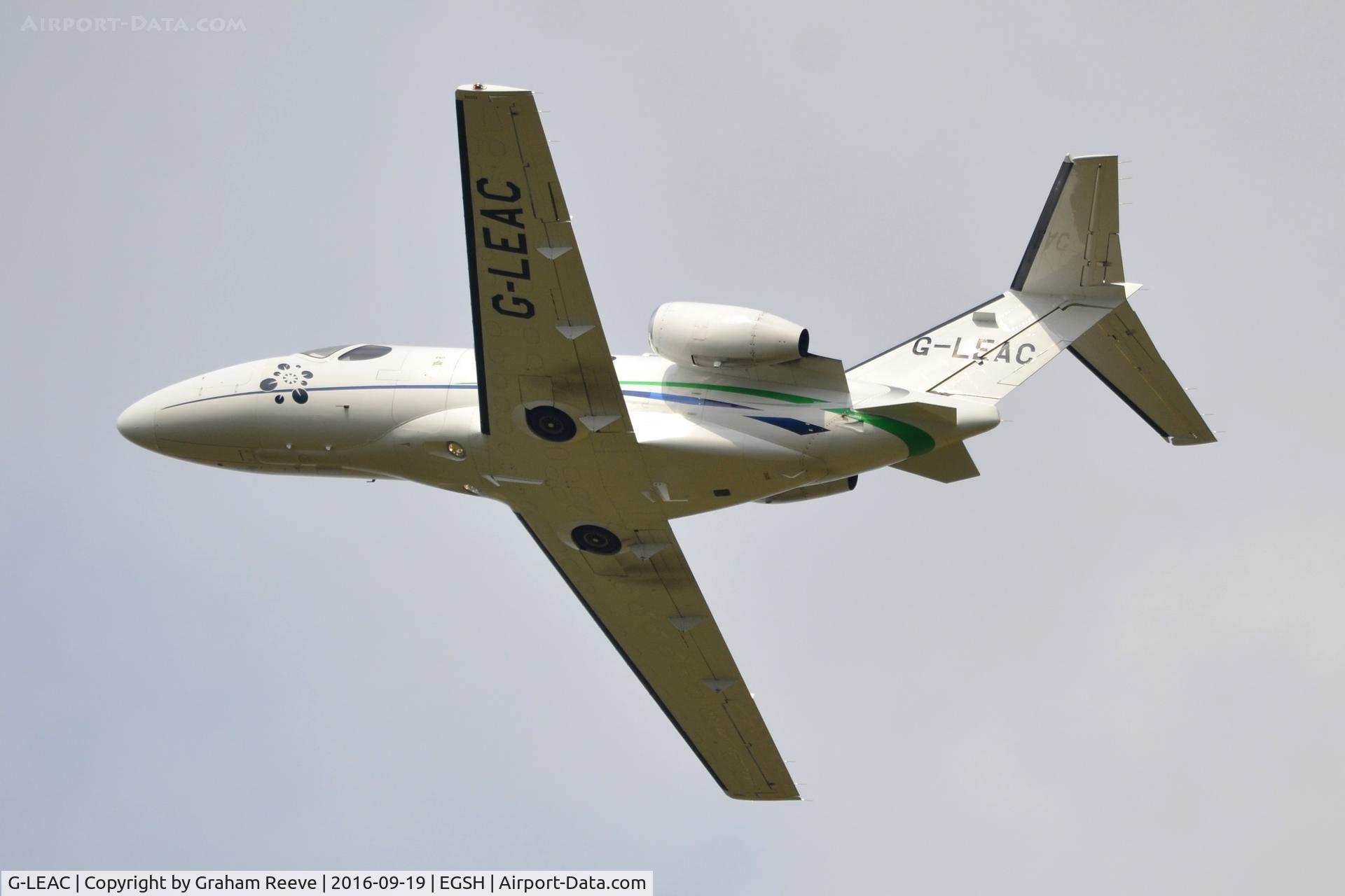G-LEAC, 2008 Cessna 510 Citation Mustang Citation Mustang C/N 510-0075, Departing from Norwich.