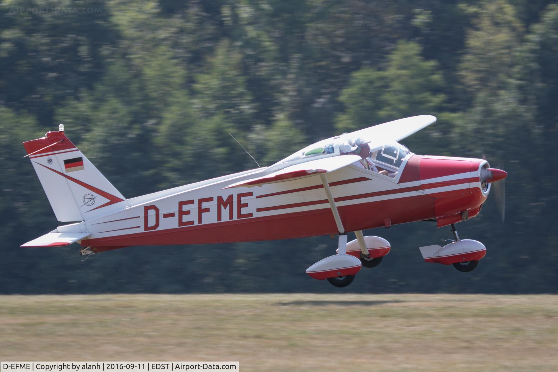 D-EFME, 1967 Bolkow Bo-208C Junior C/N 635, Departing the 2016 Hahnweide Oldtimer Fliegertreffen