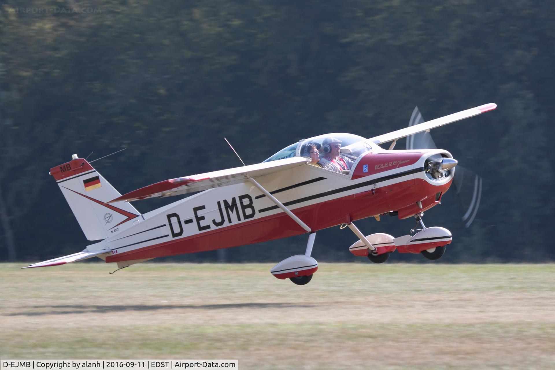 D-EJMB, 1967 Bolkow Bo-208 Junior C/N 652, Departing the 2016 Hahnweide Oldtimer Fliegertreffen