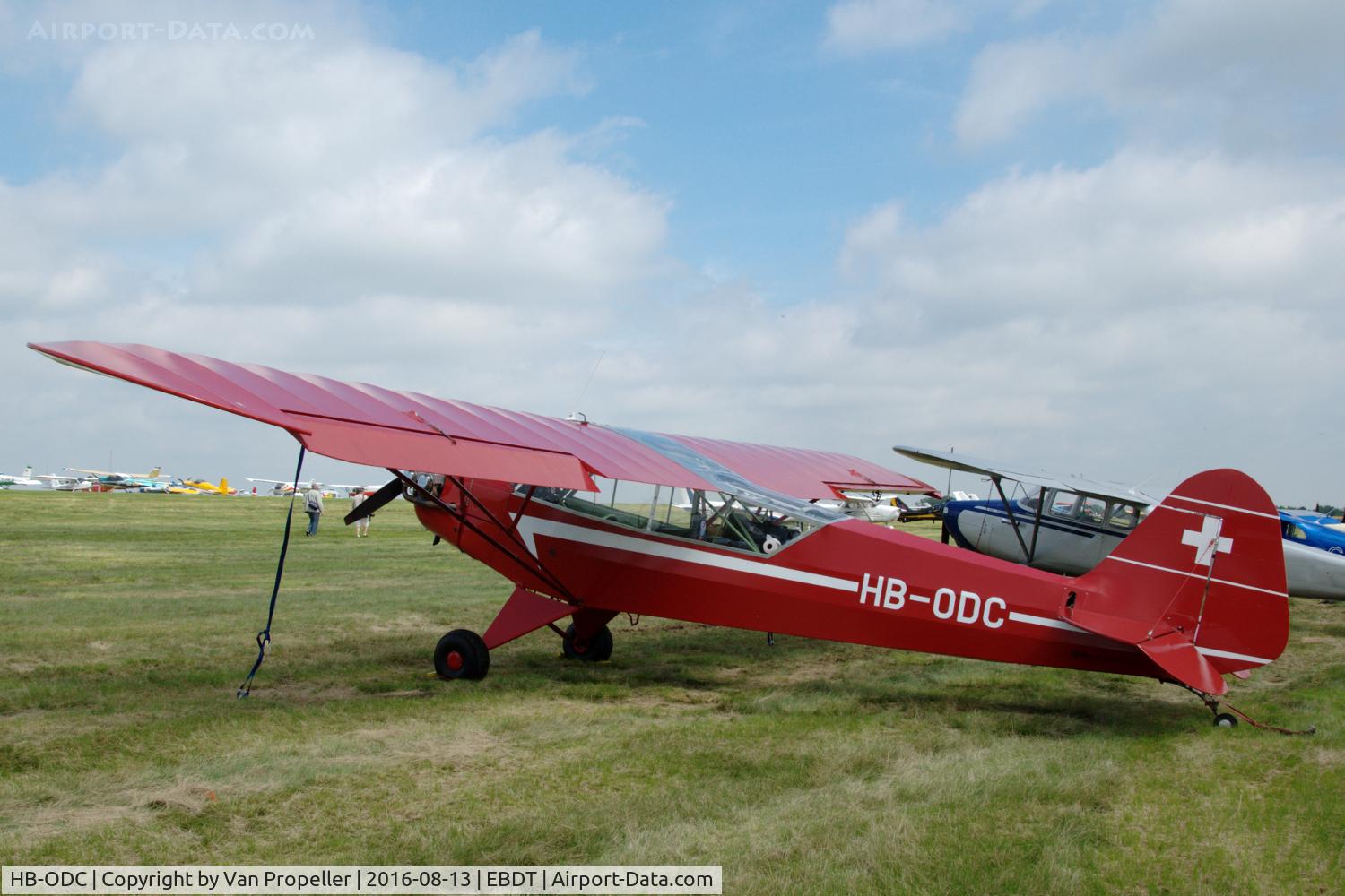 HB-ODC, 1944 Piper L-4J Grasshopper (J3C-65D) C/N 12892, Piper L-4J Grasshopper at Schaffen-Diest, Belgium (2016 Old-timer Fly-in)