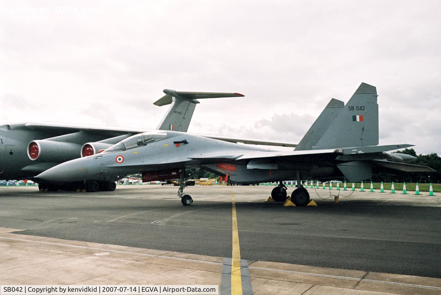 SB042, Sukhoi Su-30MKI C/N 10MK2308, On static display at 2007 RIAT.