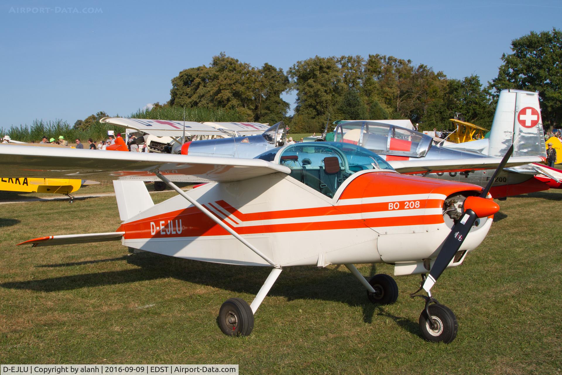 D-EJLU, 1965 Bolkow Bo-208 Junior C/N 550, On the flightline at the 2016 Hahnweide Oldtimer Fliegertreffen