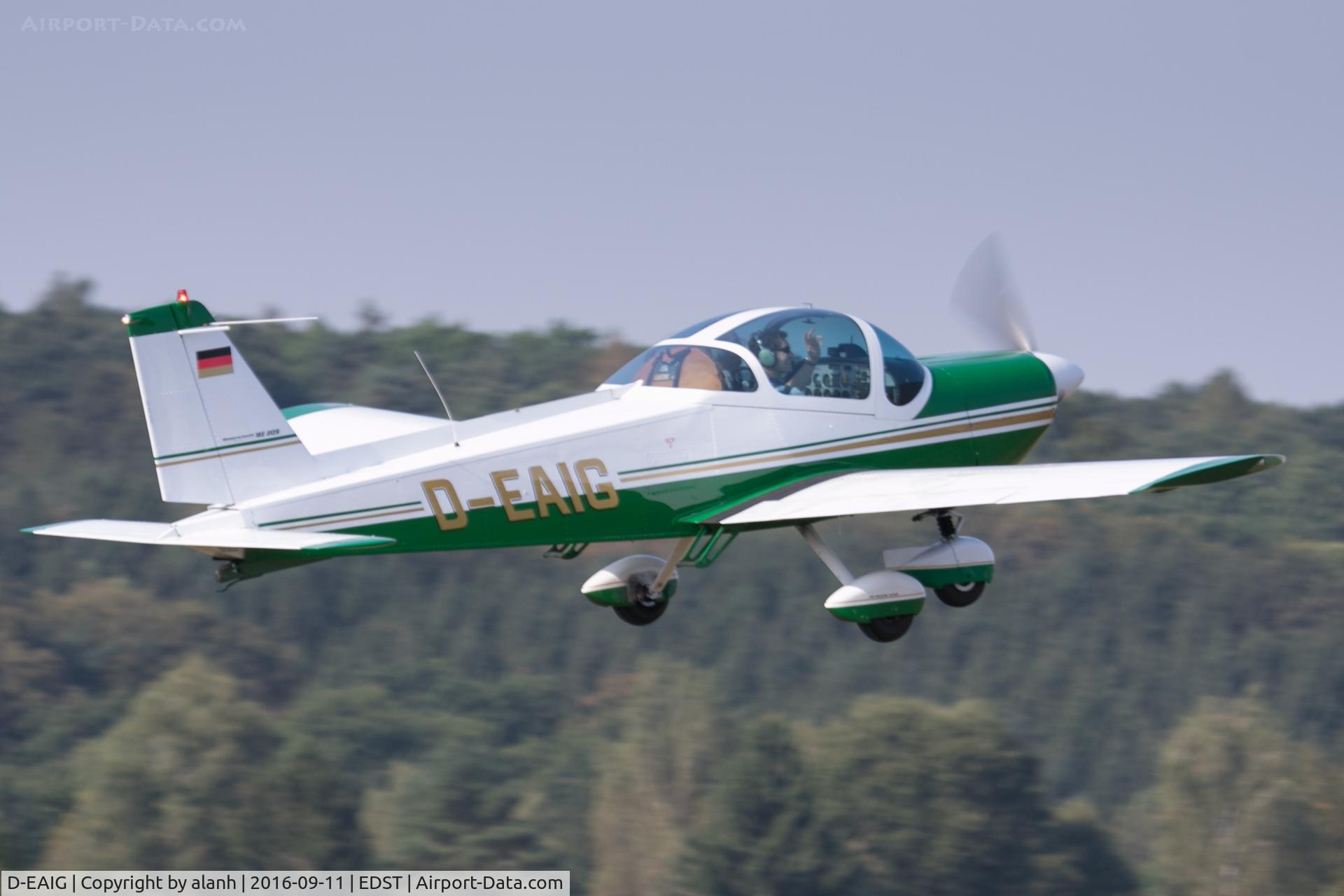 D-EAIG, 1972 Bolkow Bo-209 Monsun C/N 191, Departing the 2016 Hahnweide Oldtimer Fliegertreffen