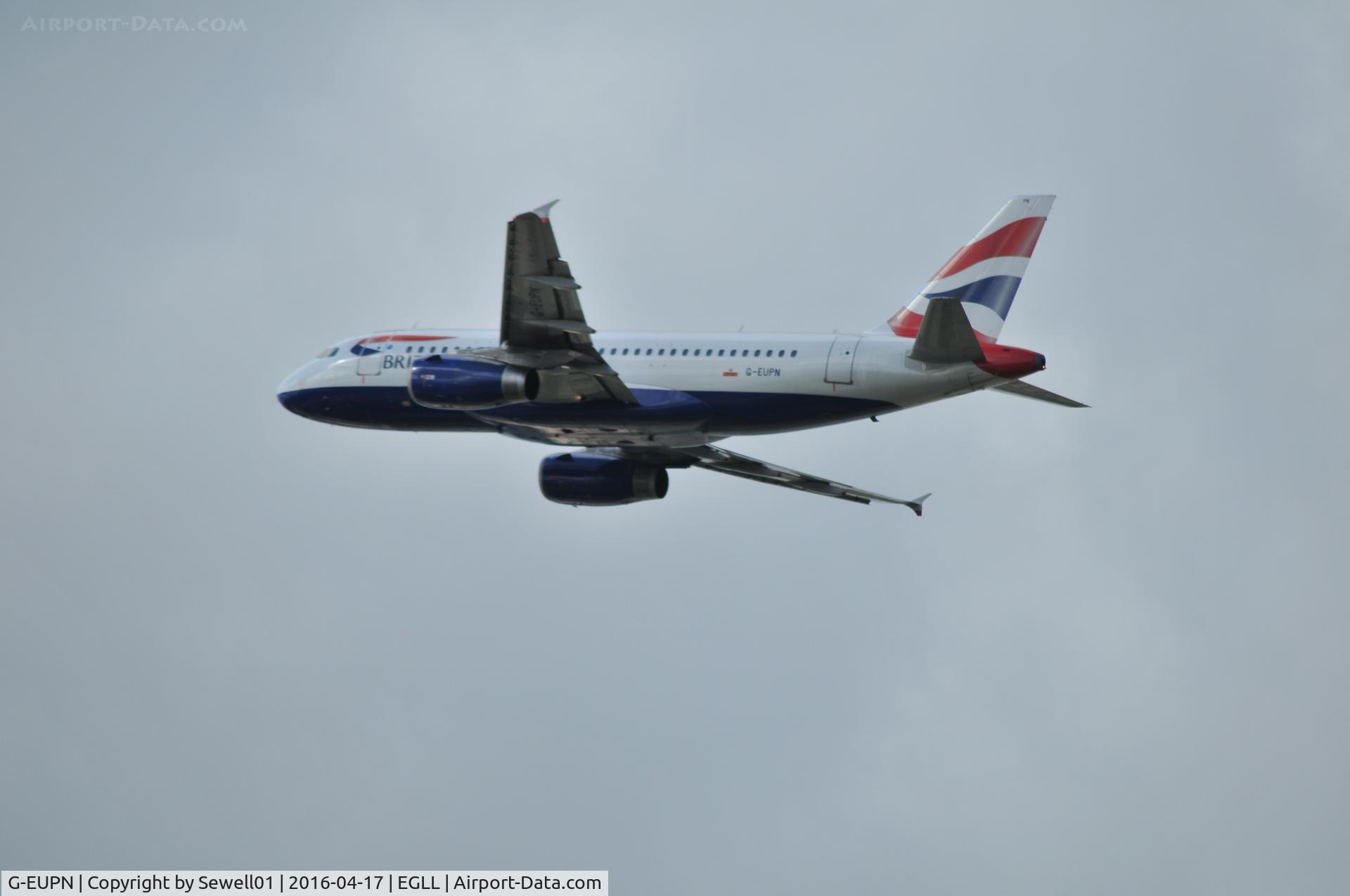 G-EUPN, 2000 Airbus A319-131 C/N 1261, Departing LHR