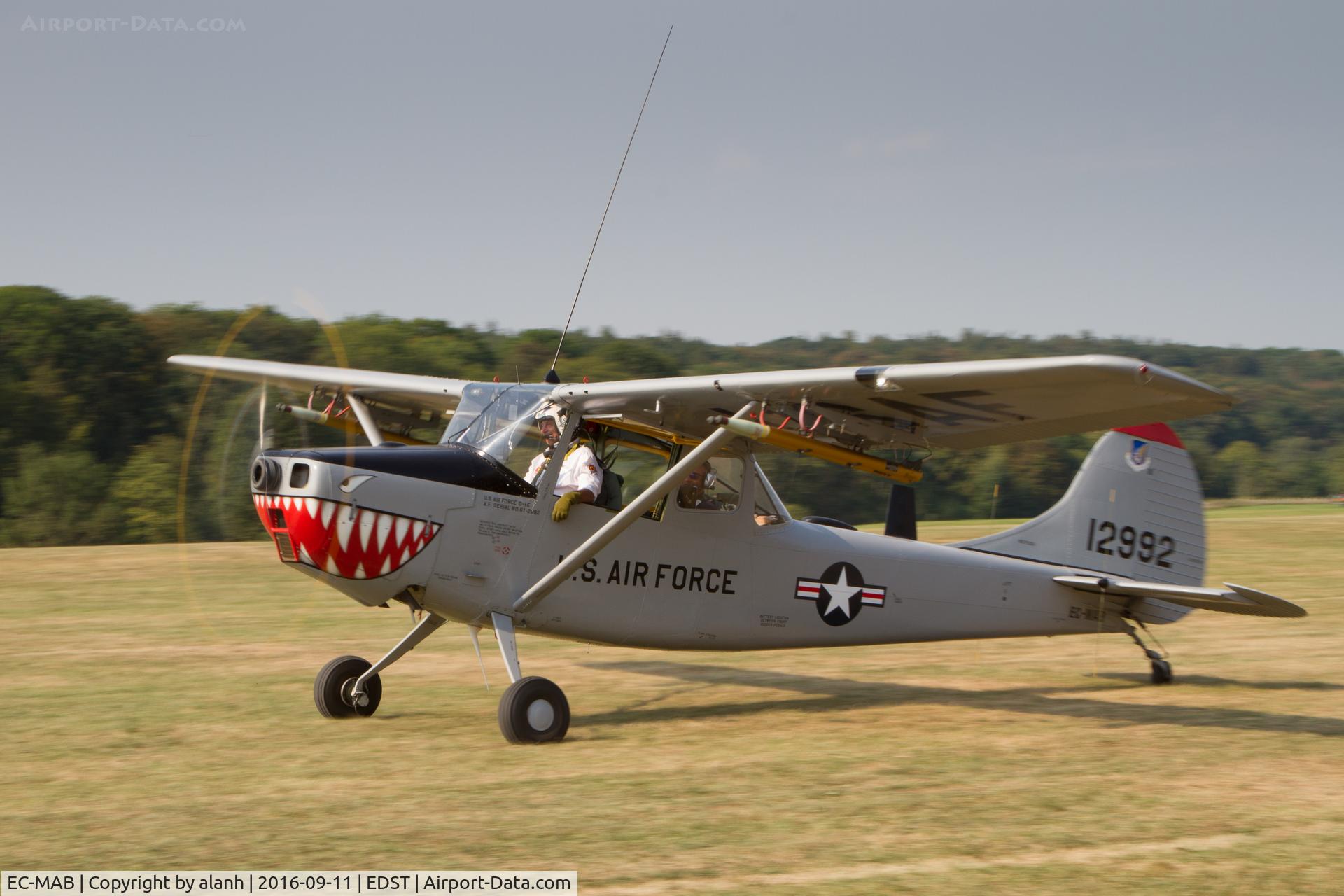 EC-MAB, 1961 Cessna O-1E Bird Dog C/N 305M-0040, Taxying for departure for the long flight home at the 2016 Hahnweide Oldtimer Fliegertreffen