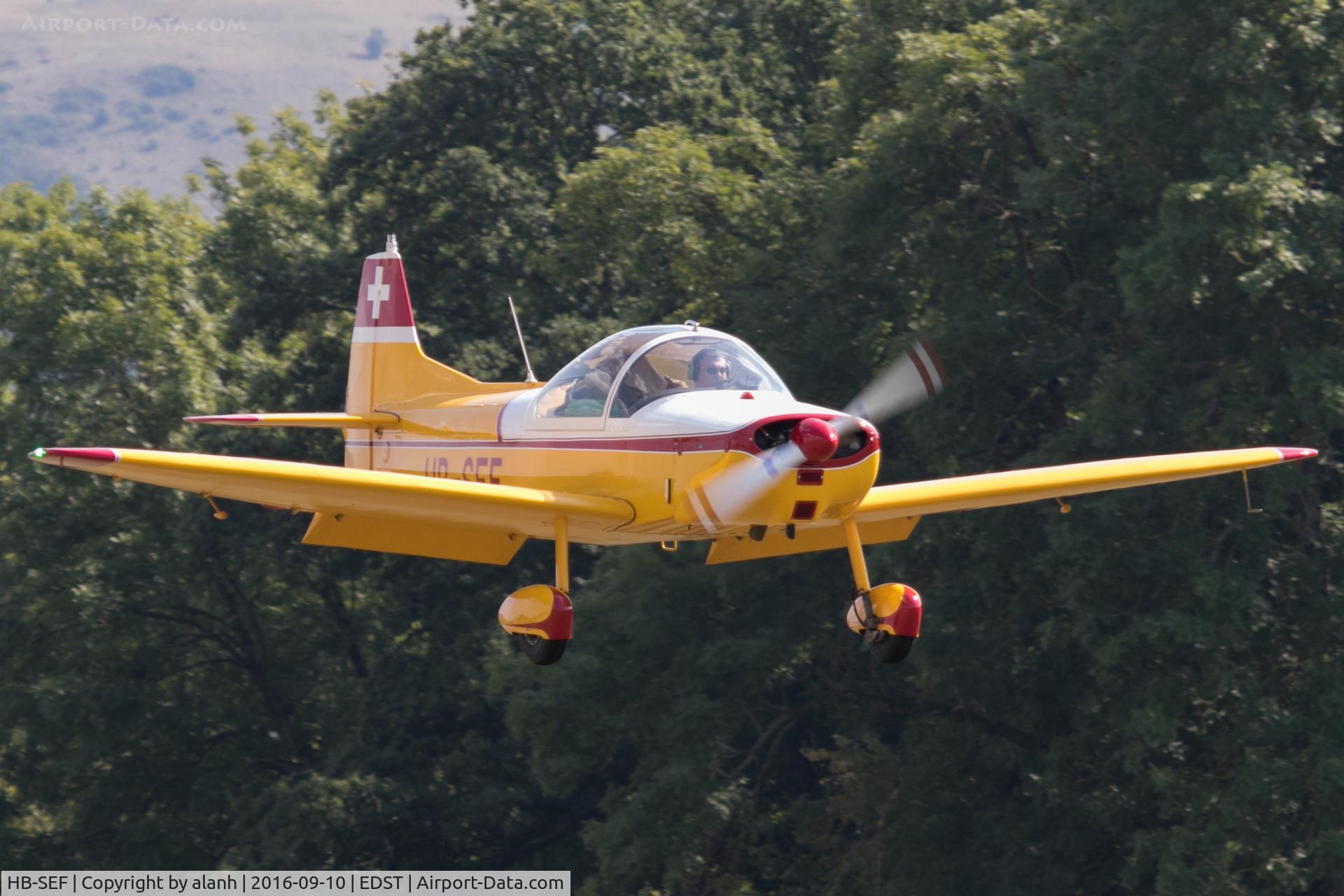 HB-SEF, 1962 Binder CP-301S Smaragd C/N 116, Arriving at the 2016 Hahnweide Oldtimer Fliegertreffen