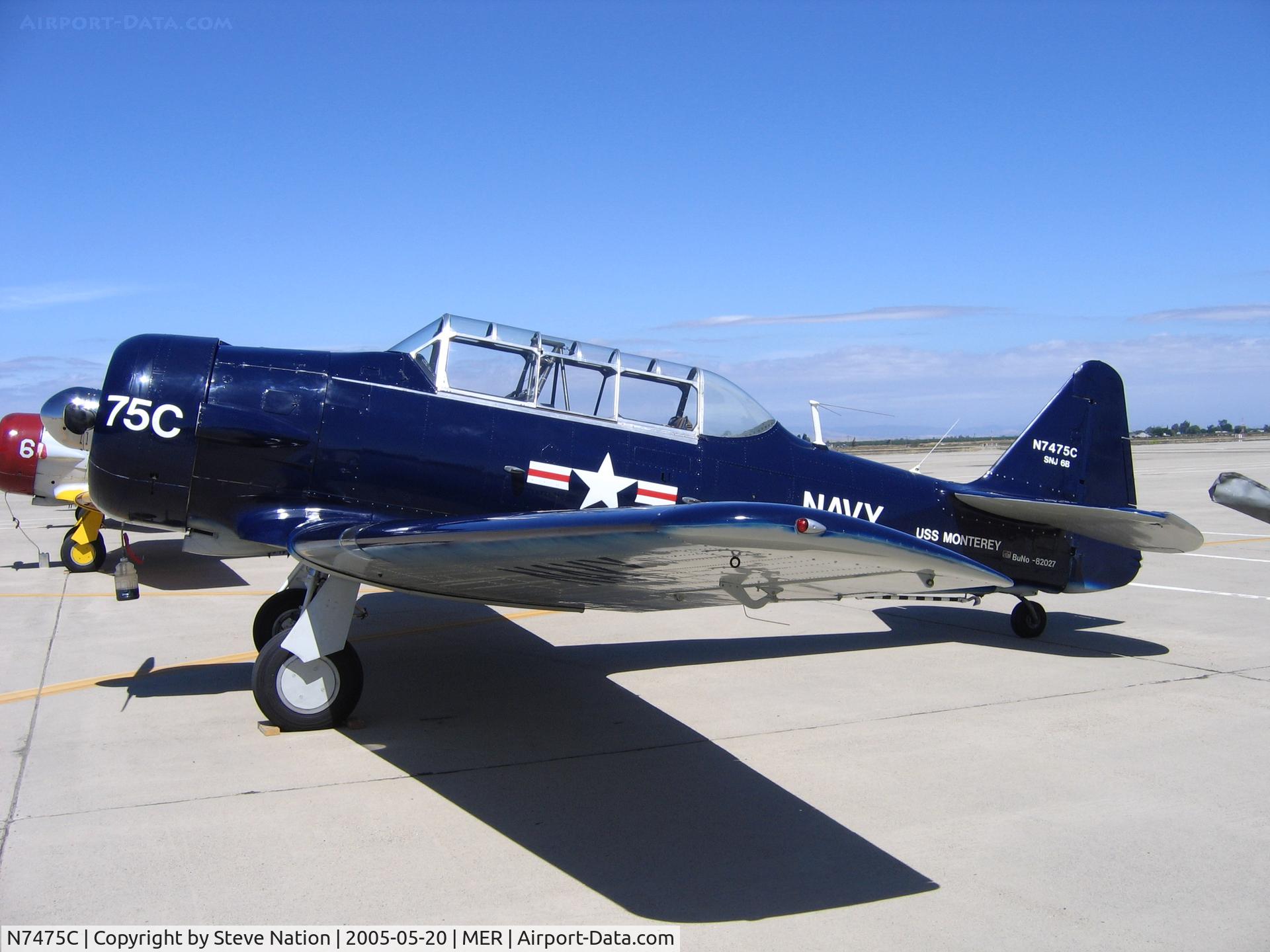 N7475C, North American AT-6F Harvard 4 C/N 44-82027, Marvin Quaid's AT-6F (44-82087) painted as SNJ-5B BuAer 82087 USS Monterey CVL-26 @ West Coast Formation Clinic
