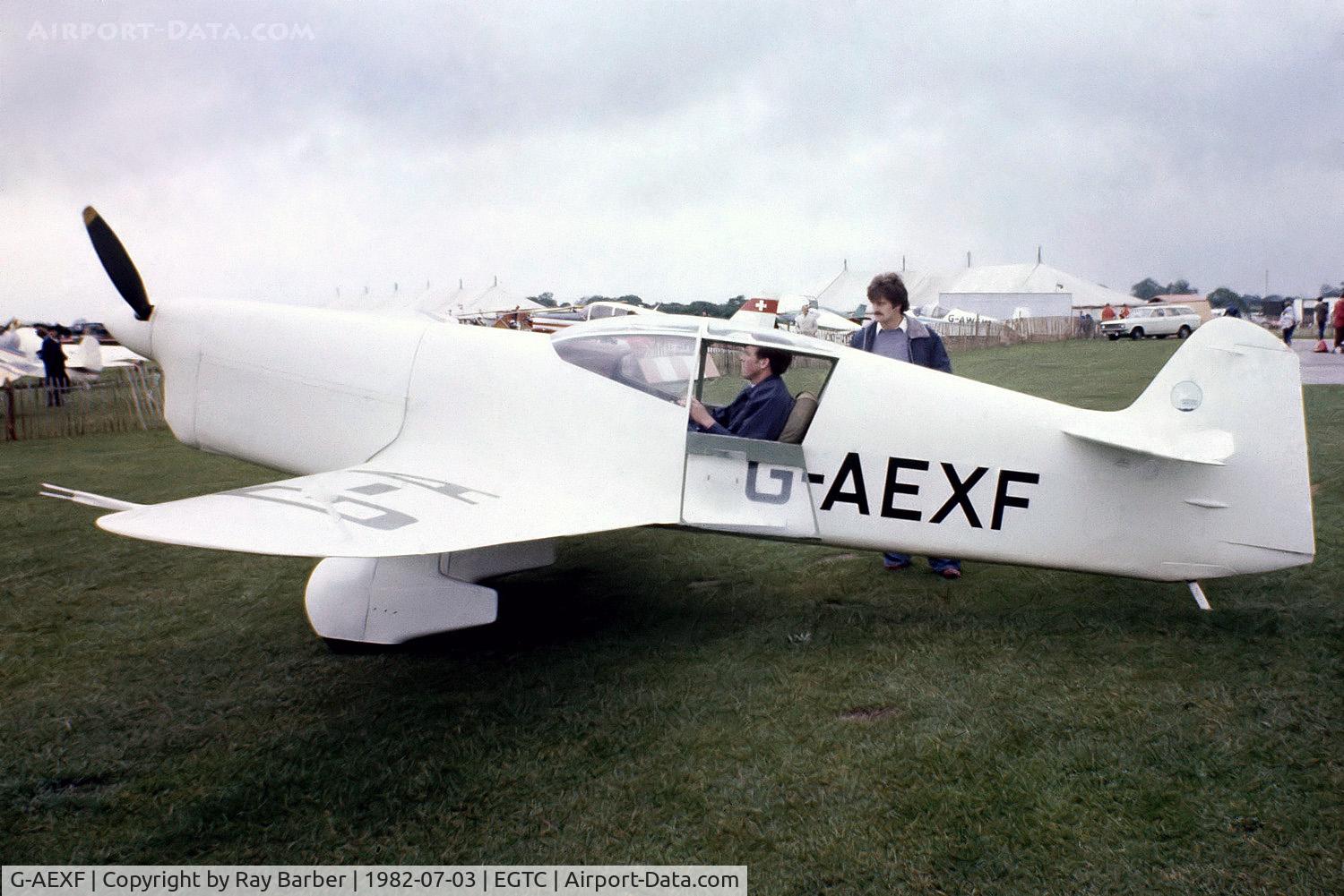 G-AEXF, 1936 Percival E-2H Mew Gull C/N E22, Percival P.6 Mew Gull [E.22] Cranfield~G 03/07/1982. From a slide.