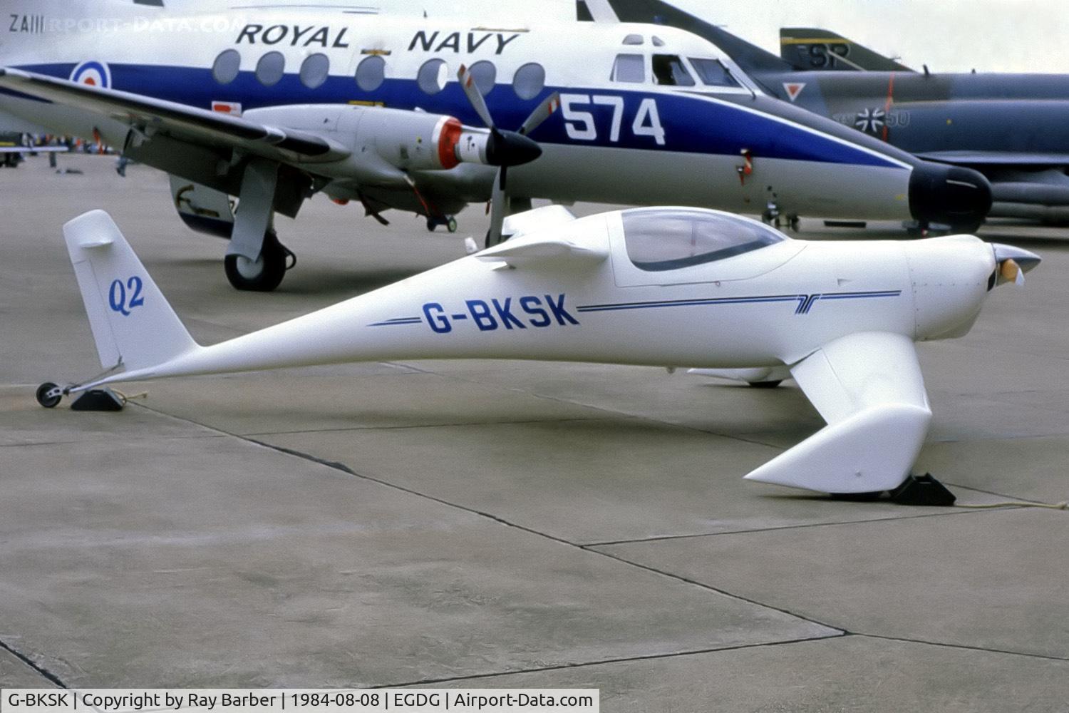 G-BKSK, 1983 QAC Quickie Q2 C/N PFA 094A-10765, QAC Quickie Q-2 [PFA 094A-10765] G-SAHI   Trago Mills SAH-1 [SAH1-001] RAF St Mawgan~G 08/08/1984. From A Slide.