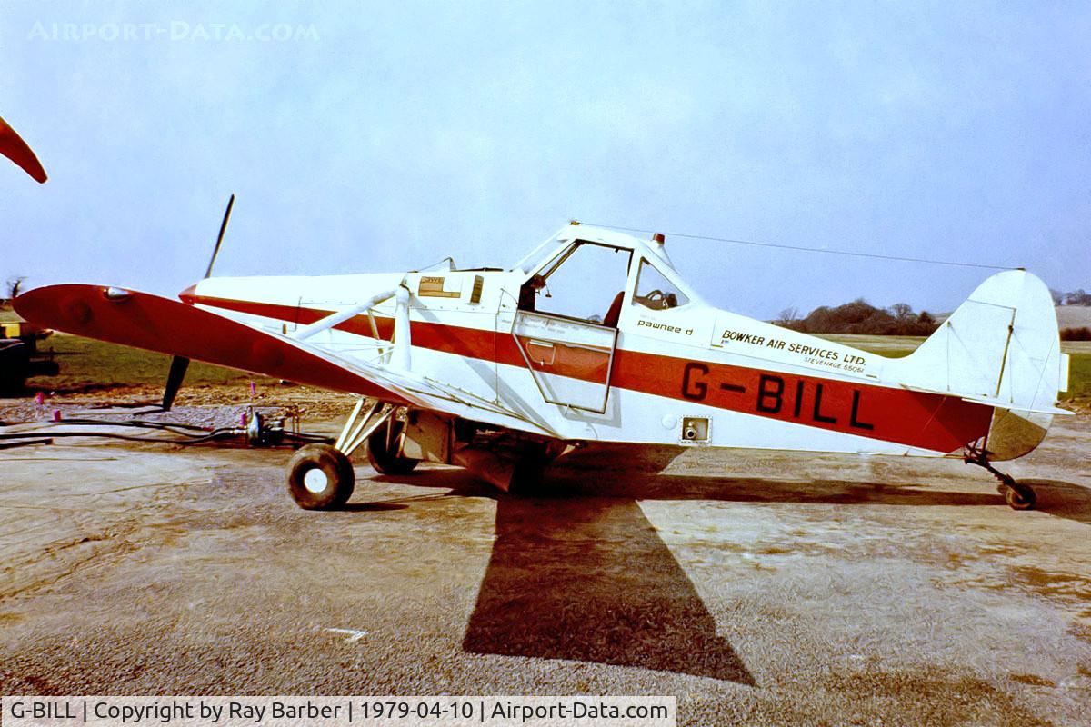 G-BILL, 1978 Piper PA-25-235 Pawnee C/N 25-7856028, Piper PA-25-260 Pawnee D [25-7856028] (Bowker Air Services Ltd) Rush Green~G 10/04/1979. From a slide.