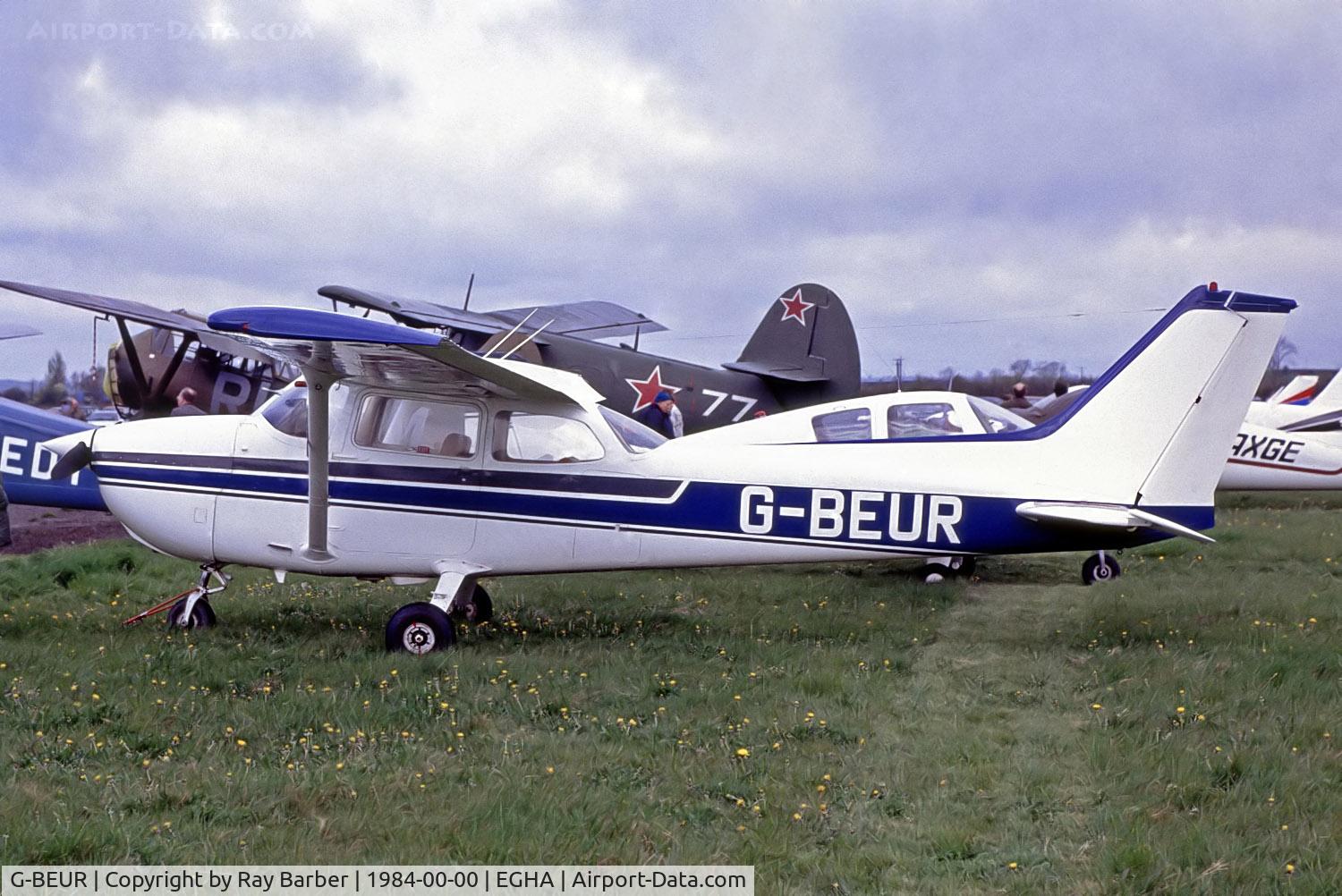 G-BEUR, 1976 Reims F172M Skyhawk Skyhawk C/N 1491, Reims F.172M Skyhawk [1491] Compton Abbas~G @ 1984. From a slide.