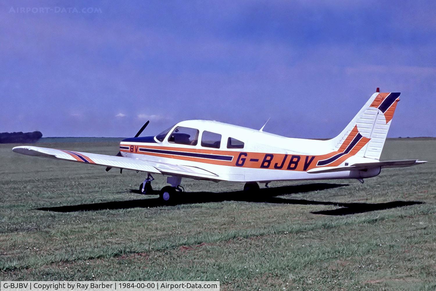 G-BJBV, 1981 Piper PA-28-161 Cherokee Warrior II C/N 28-8116279, Piper PA-28-161 Warrior II [28-8116279] (Place and date unknown) @ 1984. From a slide. A rare image of this aircraft for the net.
