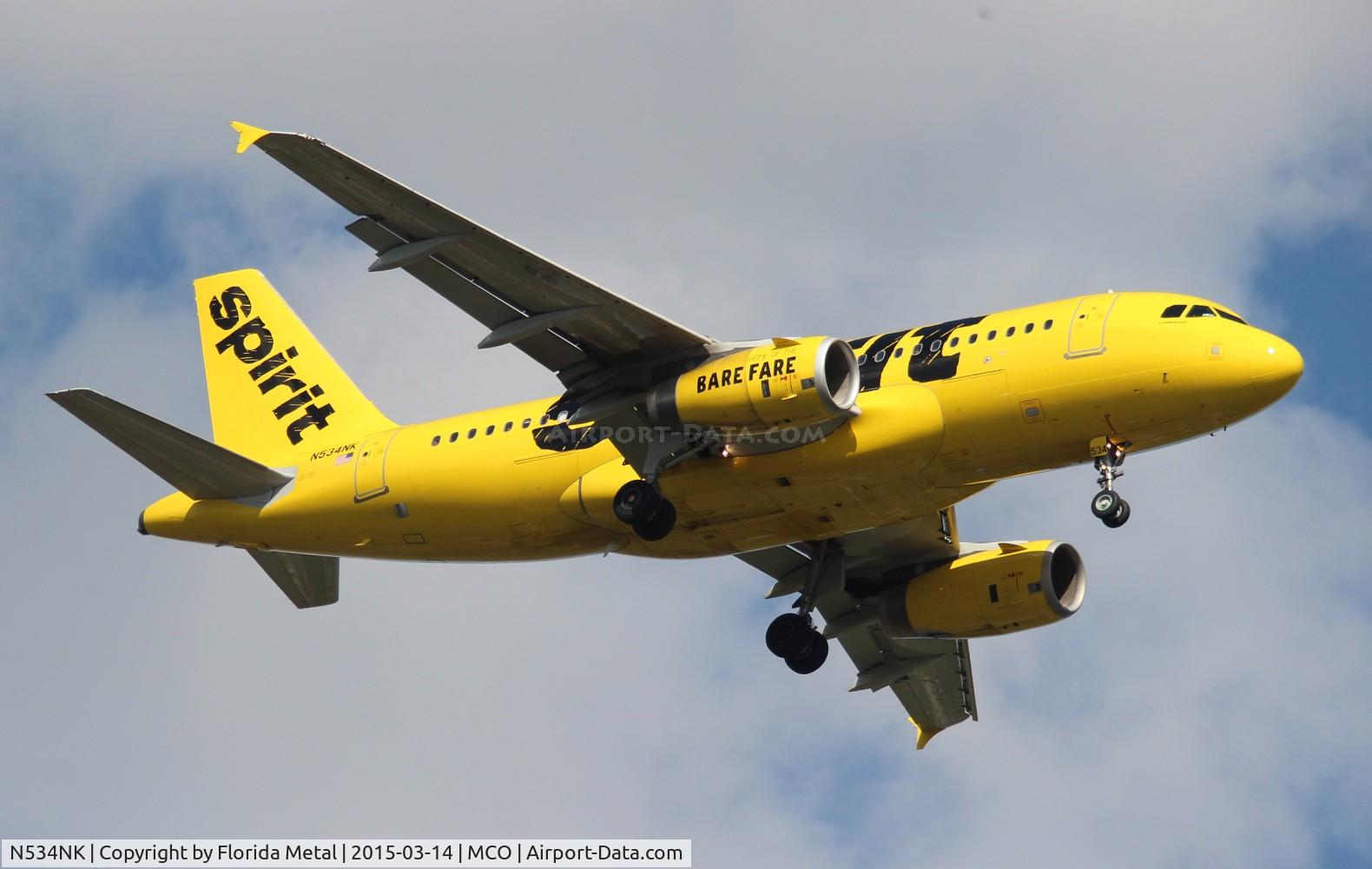 N534NK, 2008 Airbus A319-132 C/N 3395, Spirit
