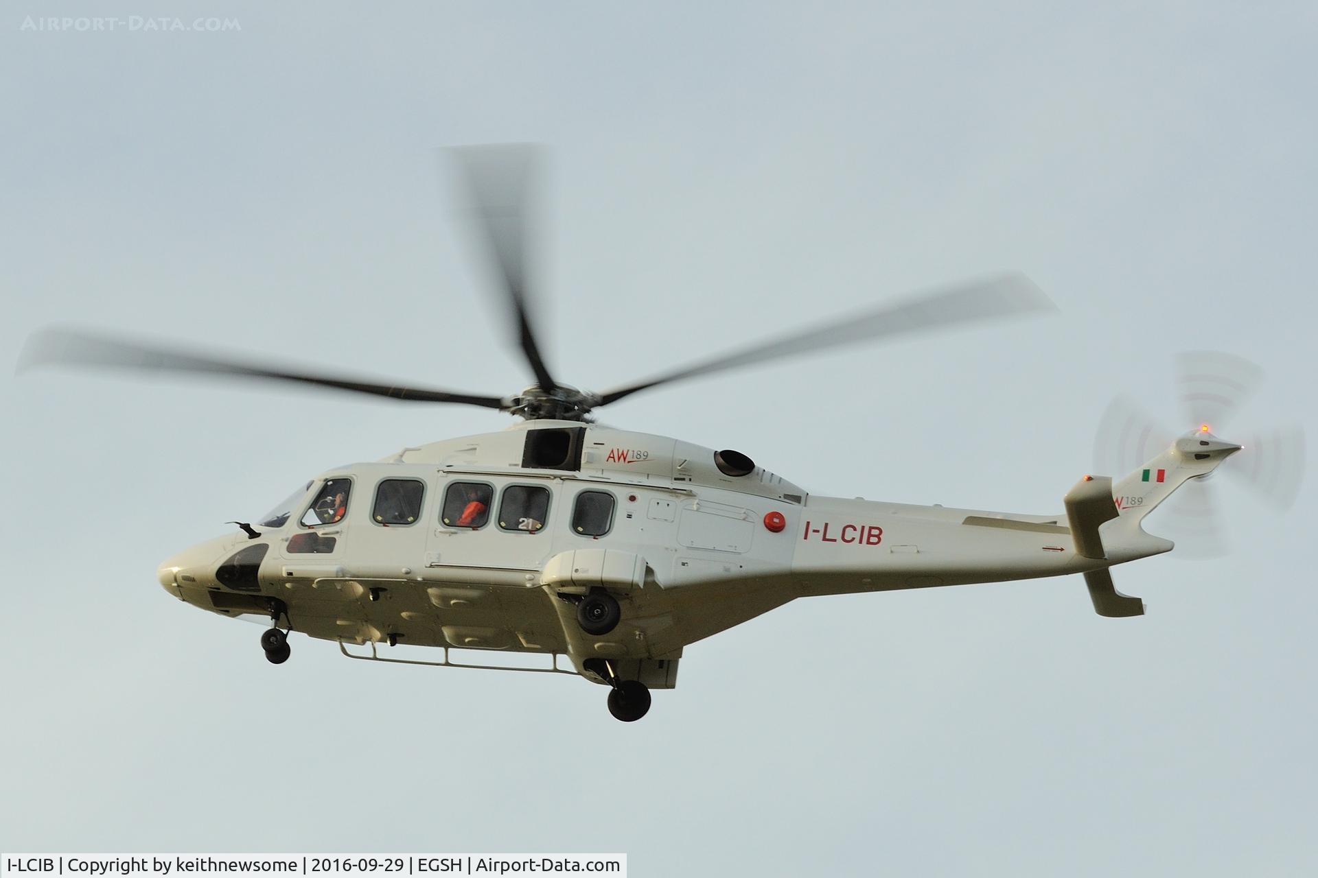 I-LCIB, AgustaWestland AW189 C/N 49021, Arriving at Norwich this evening.