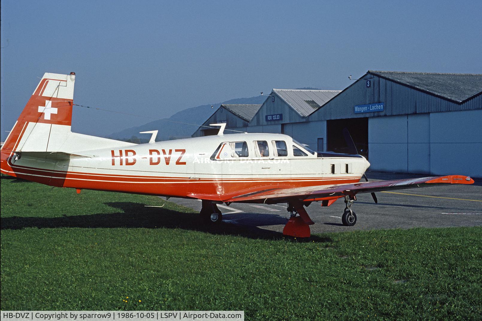 HB-DVZ, 1970 Mooney M22 Mustang C/N 700001, A sunny autumn evening. HB-registered from 1971-04-01 until 2019-09-02.Scanned from a slide.