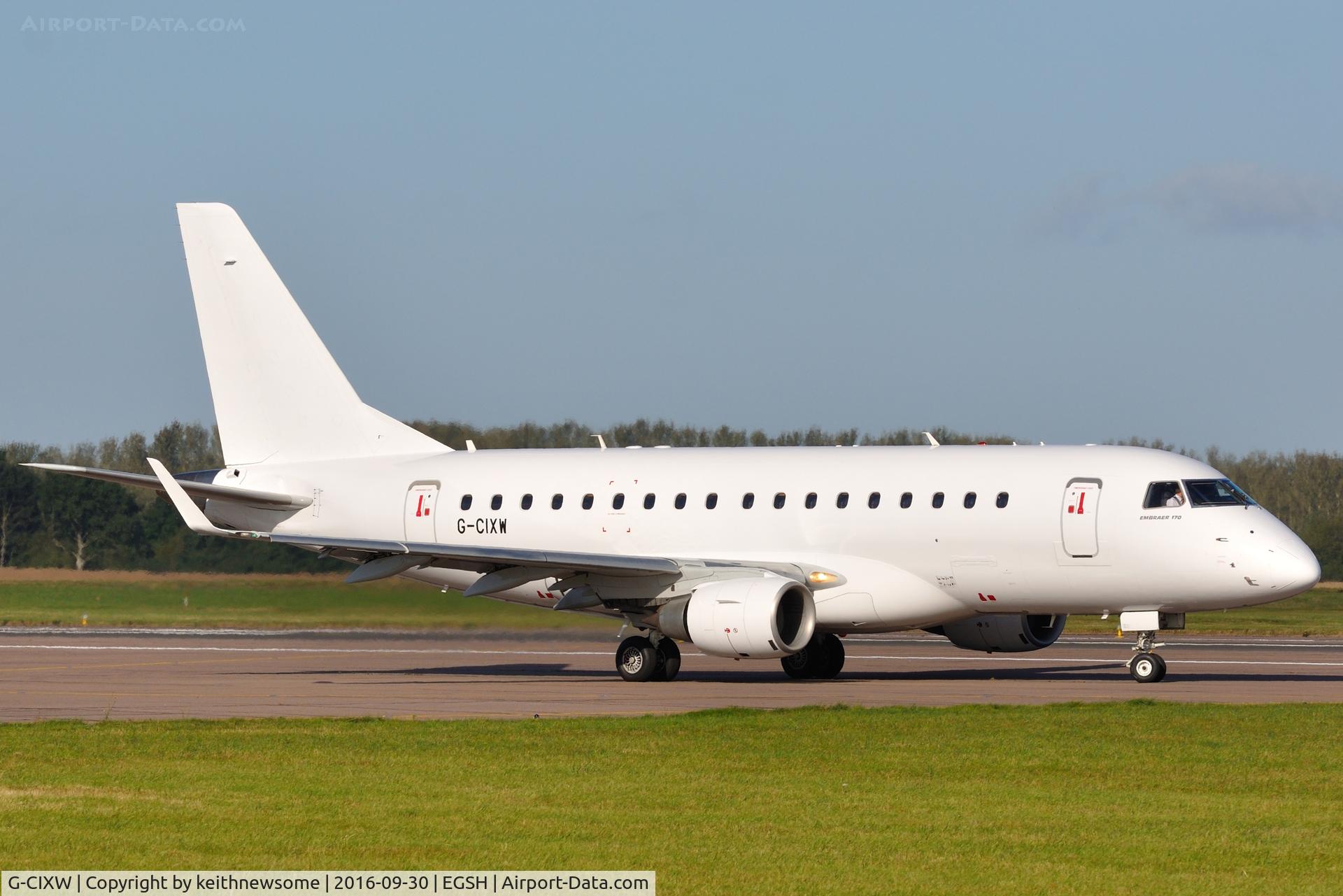 G-CIXW, 2008 Embraer 170LR (ERJ-170-100LR) C/N 17000230, Leaving Norwich in nice light.