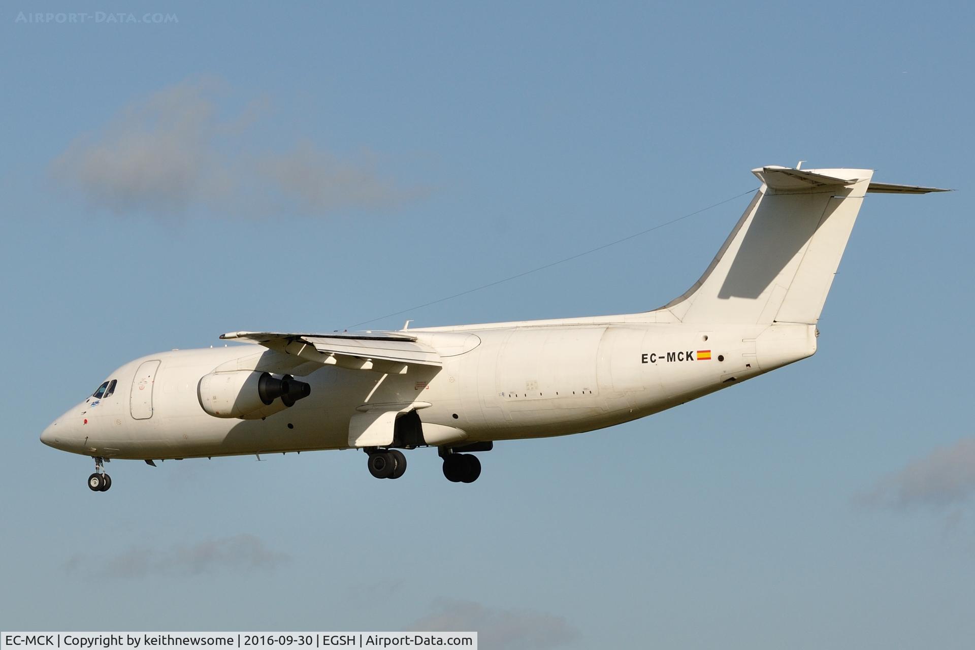 EC-MCK, 1989 British Aerospace BAe.146-300 C/N E3153, Formerly G-TNTE and OO-TAJ.