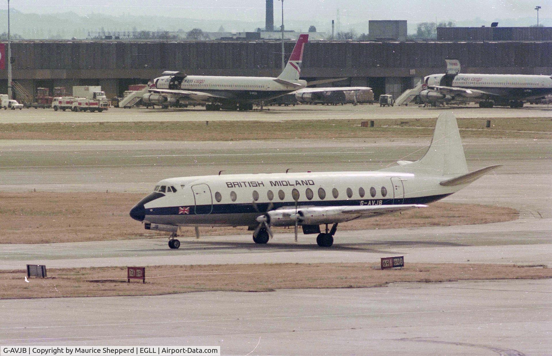 G-AVJB, 1959 Vickers Viscount 815 C/N 375, Heathrow Circa 1979. Taken by my dad on 35mm. Given to me and scanned.