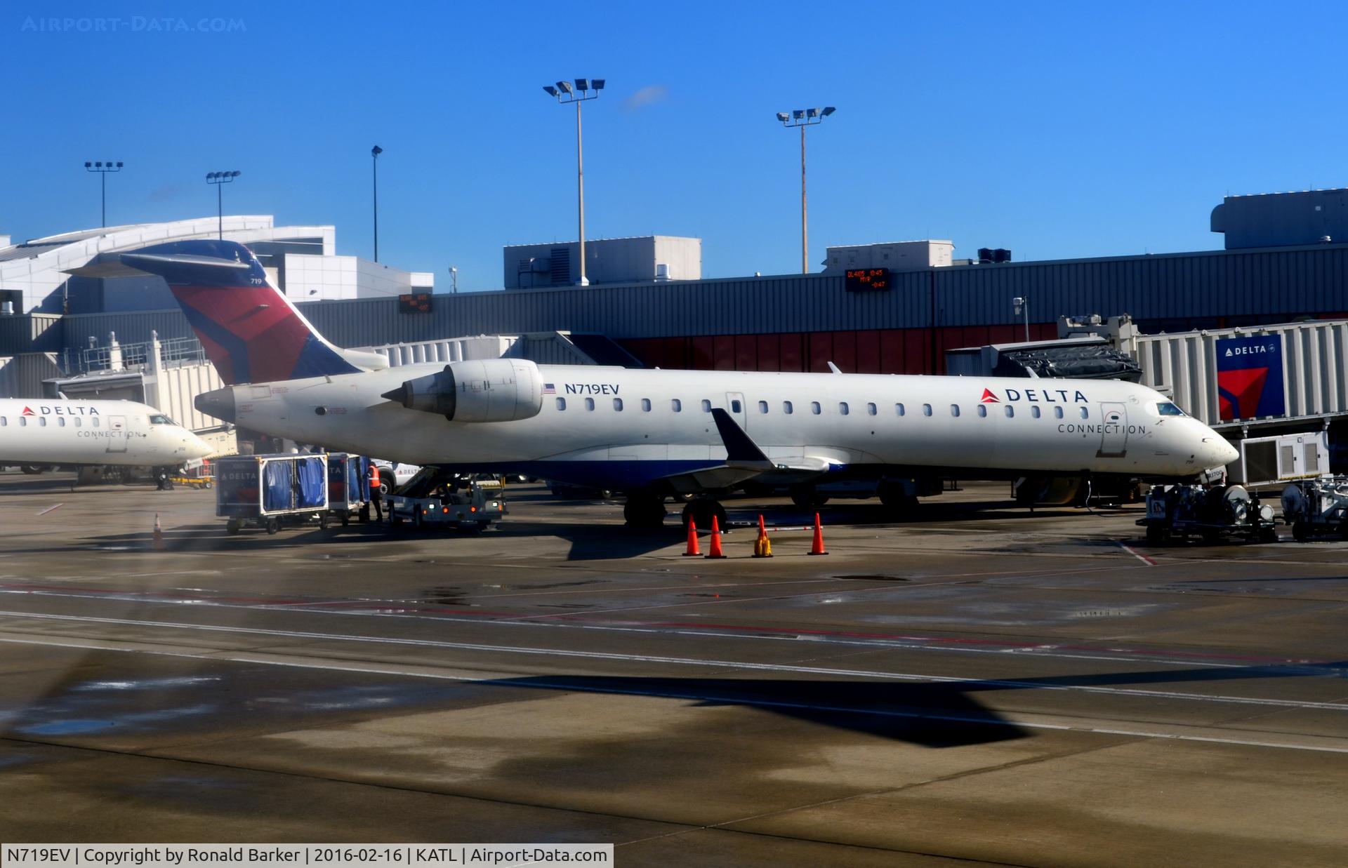 N719EV, 2003 Bombardier CRJ-701 (CL-600-2C10) Regional Jet C/N 10099, At the gate Atlanta